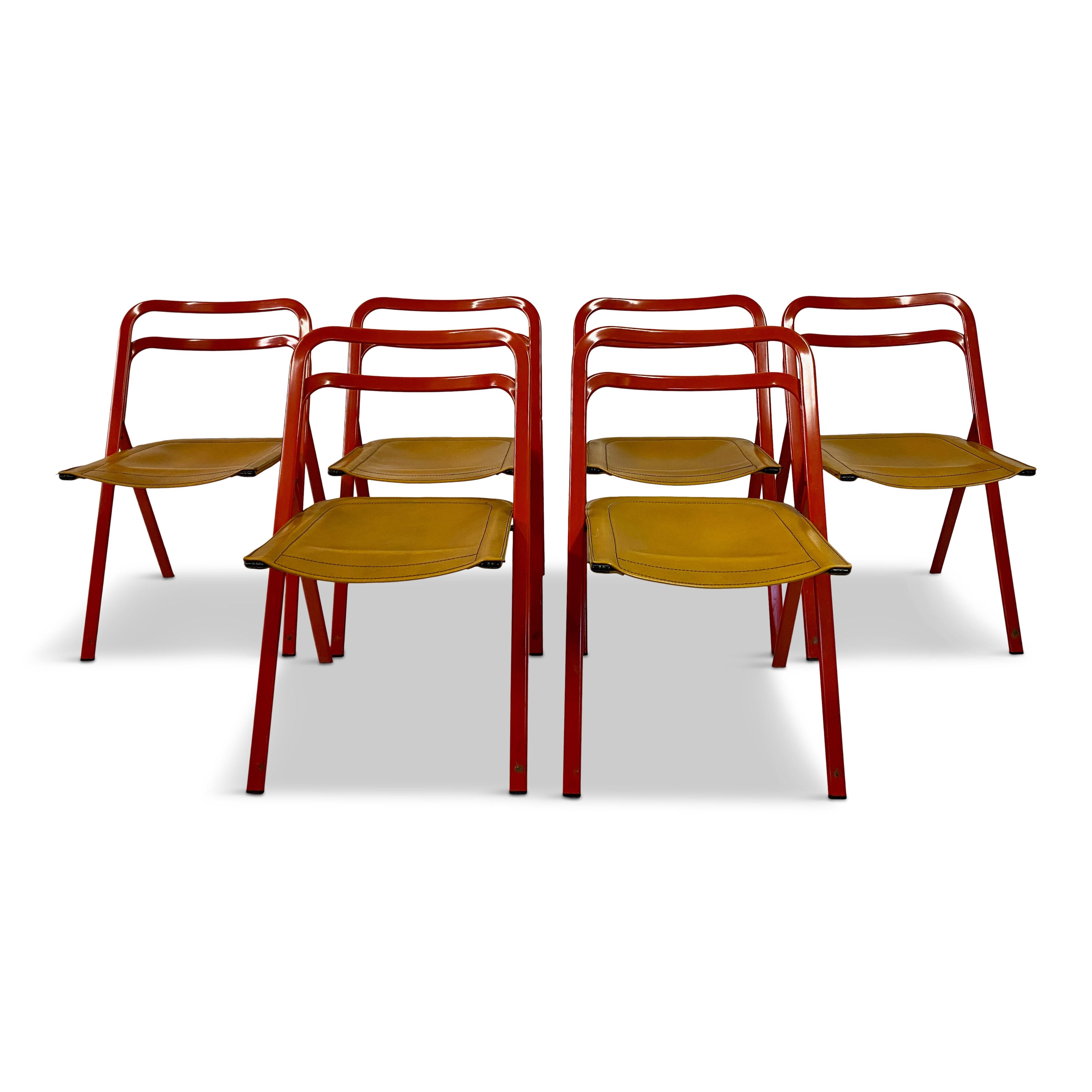 Set of Six 1970s Folding Chairs by Giorgio Cattelan for Cidue For Sale 11