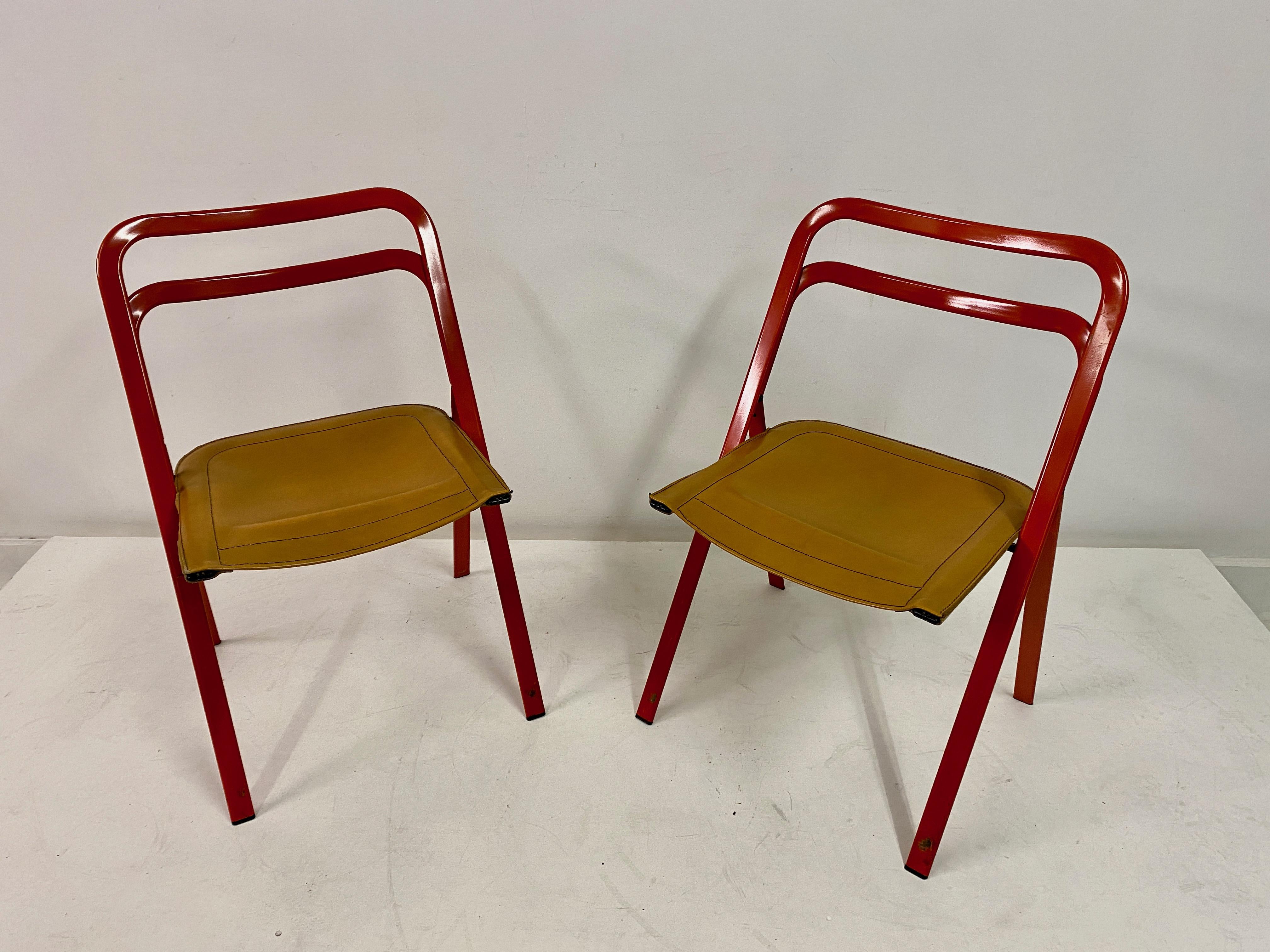 Italian Set of Six 1970s Folding Chairs by Giorgio Cattelan for Cidue For Sale