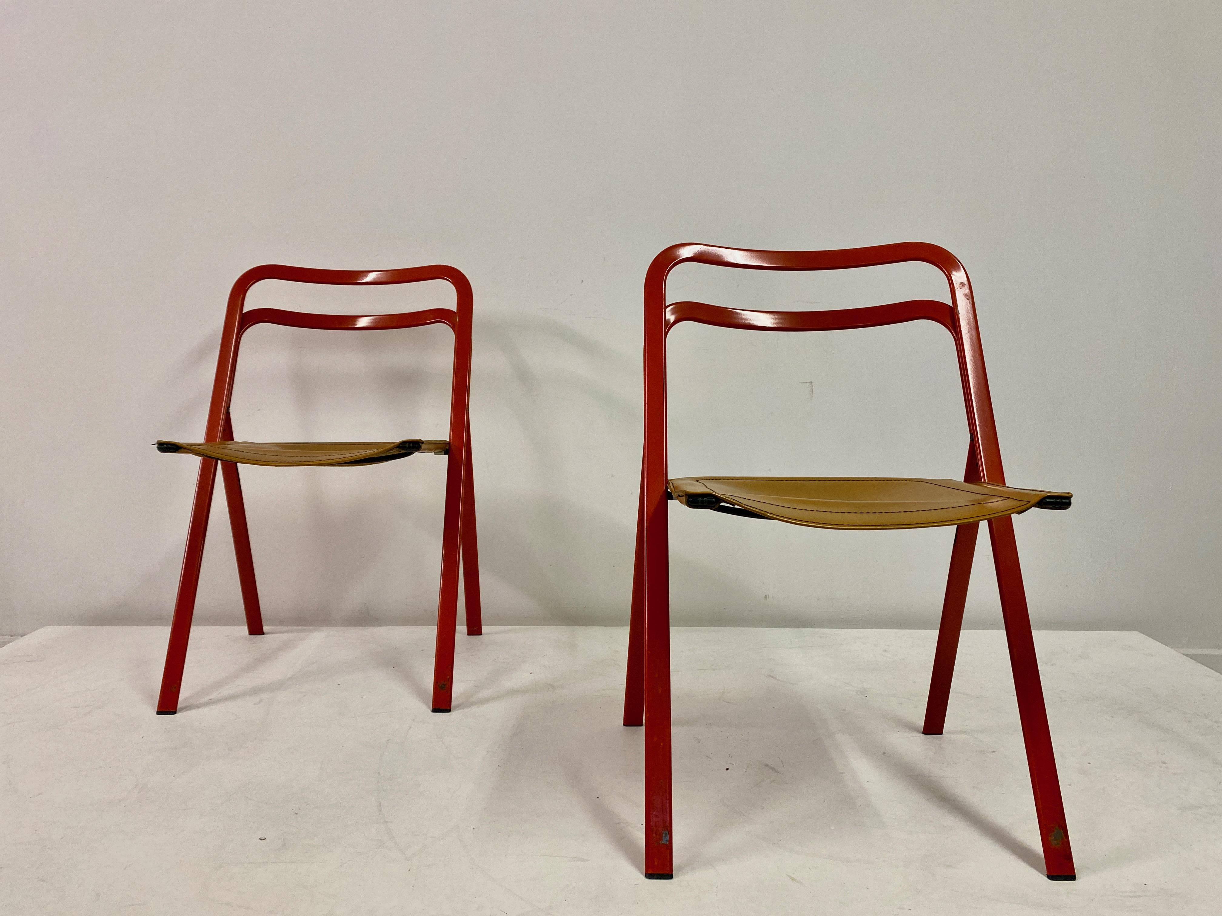 Metal Set of Six 1970s Folding Chairs by Giorgio Cattelan for Cidue For Sale