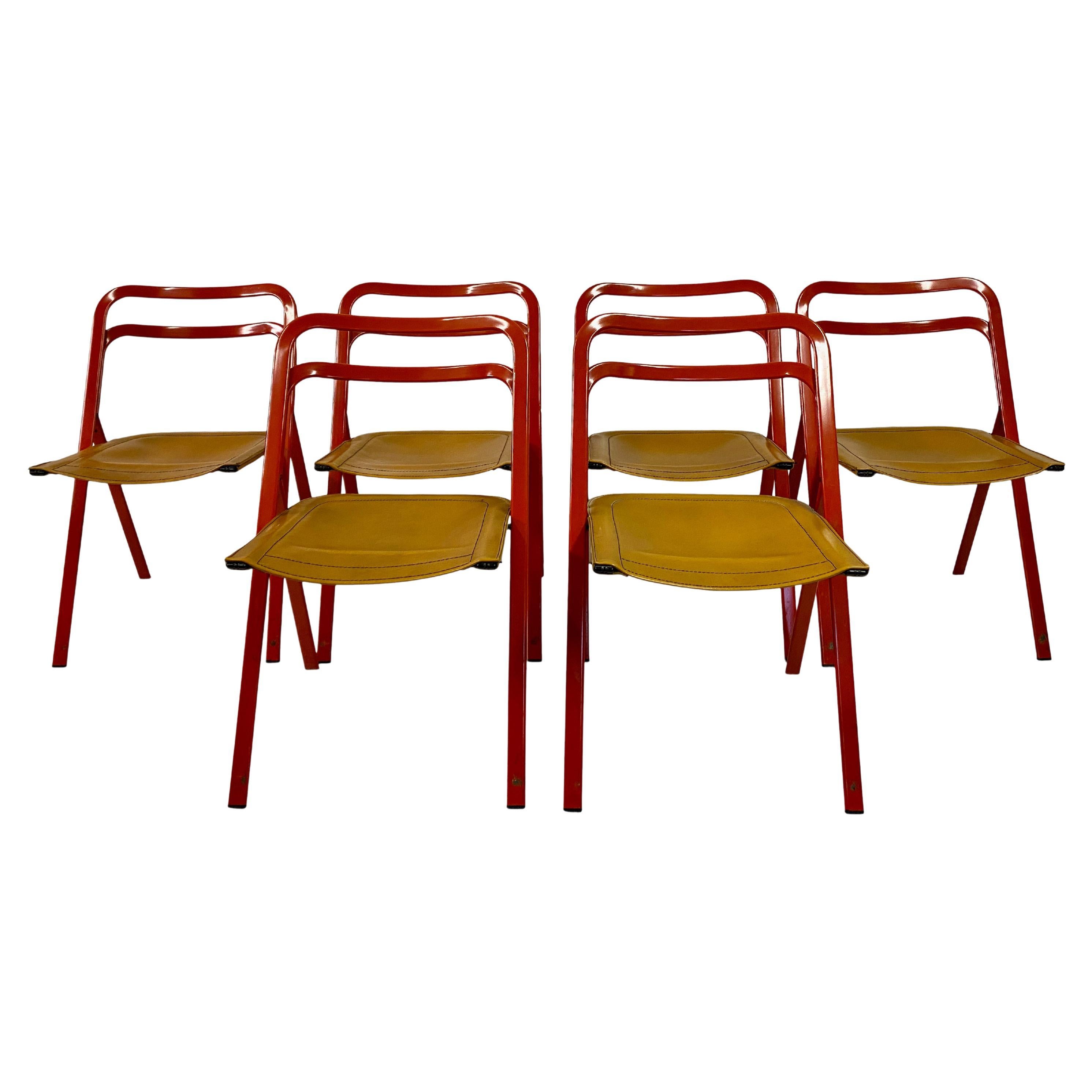 Set of Six 1970s Folding Chairs by Giorgio Cattelan for Cidue