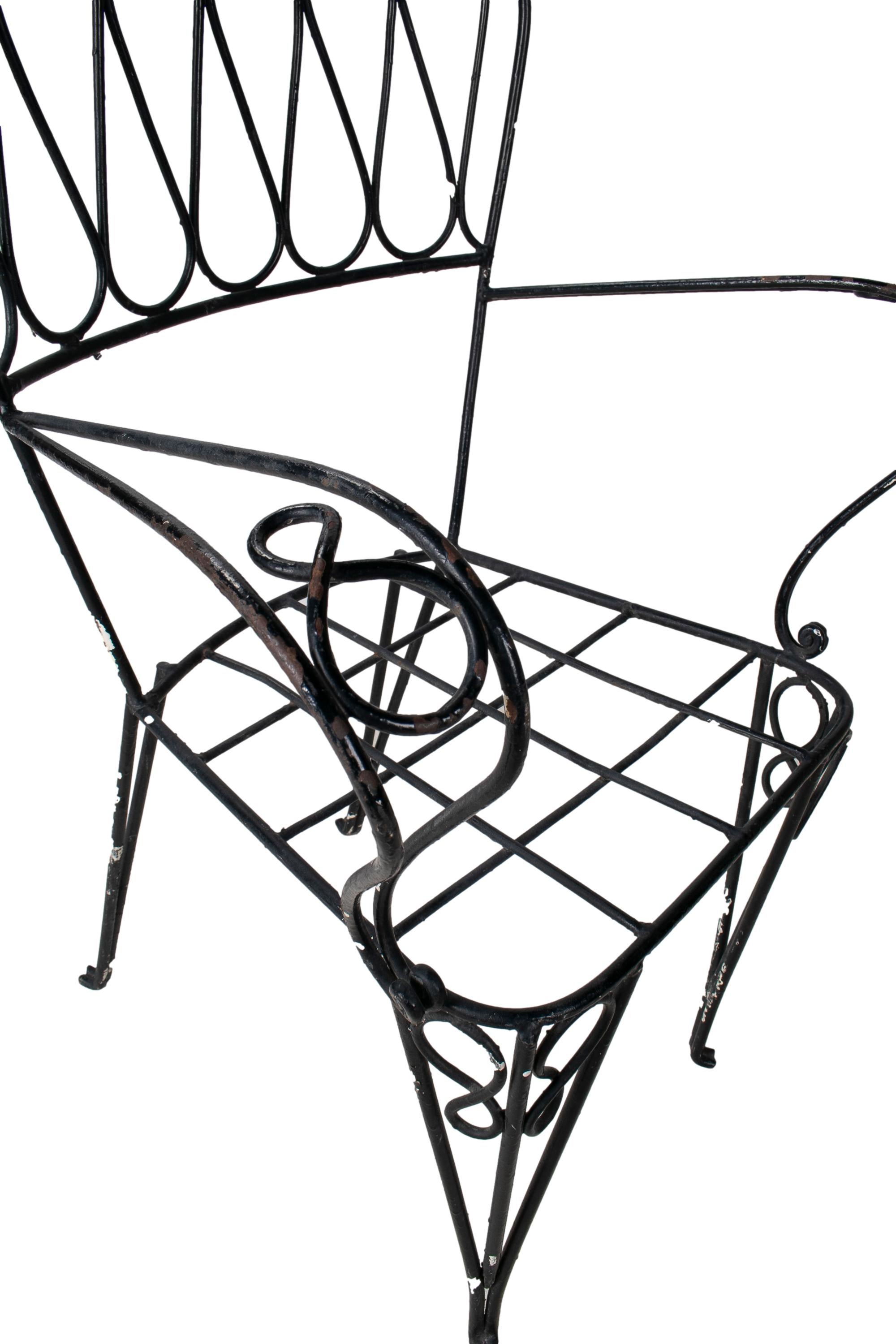Set of Six 1970s French Iron Garden Chairs 7