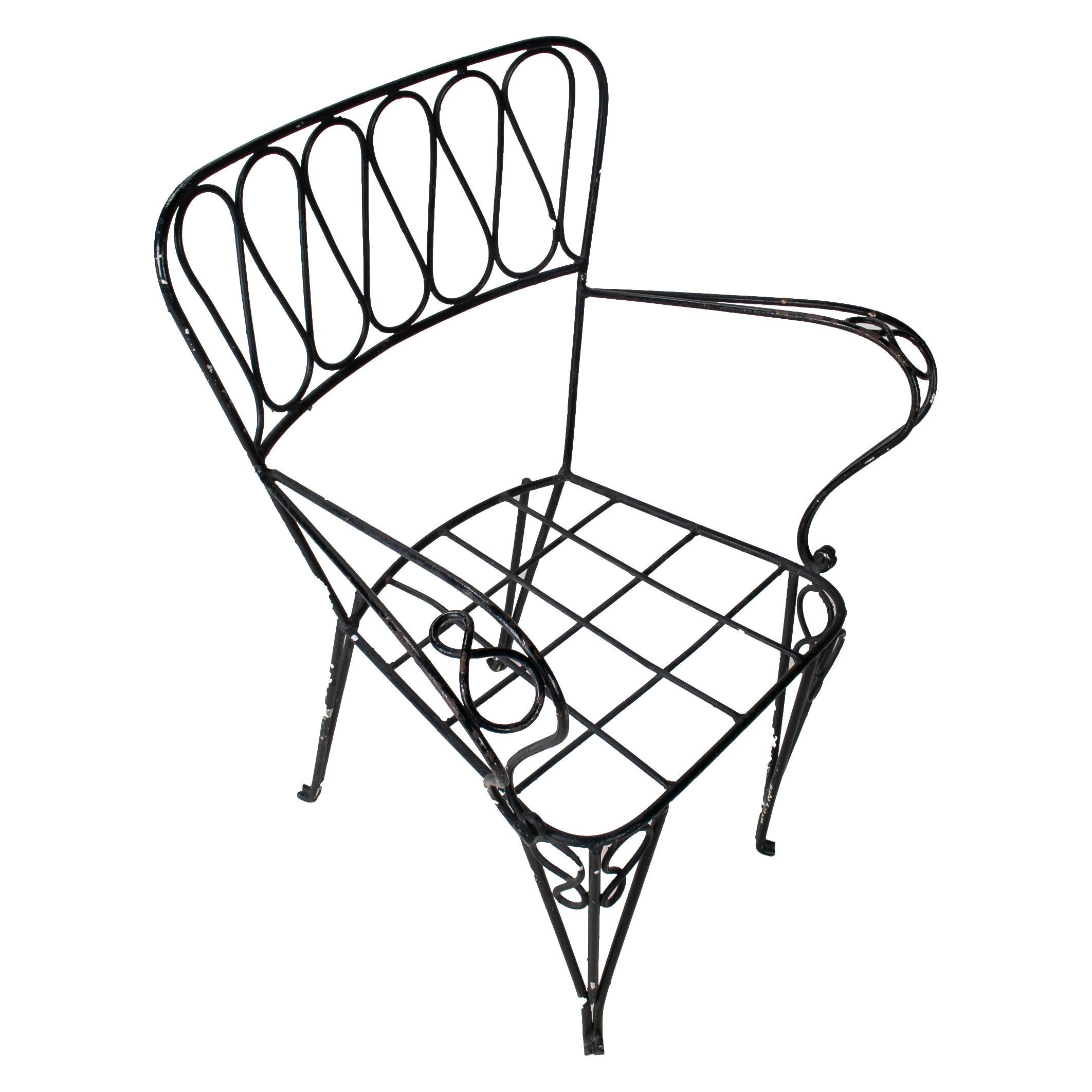 Set of Six 1970s French Iron Garden Chairs 3