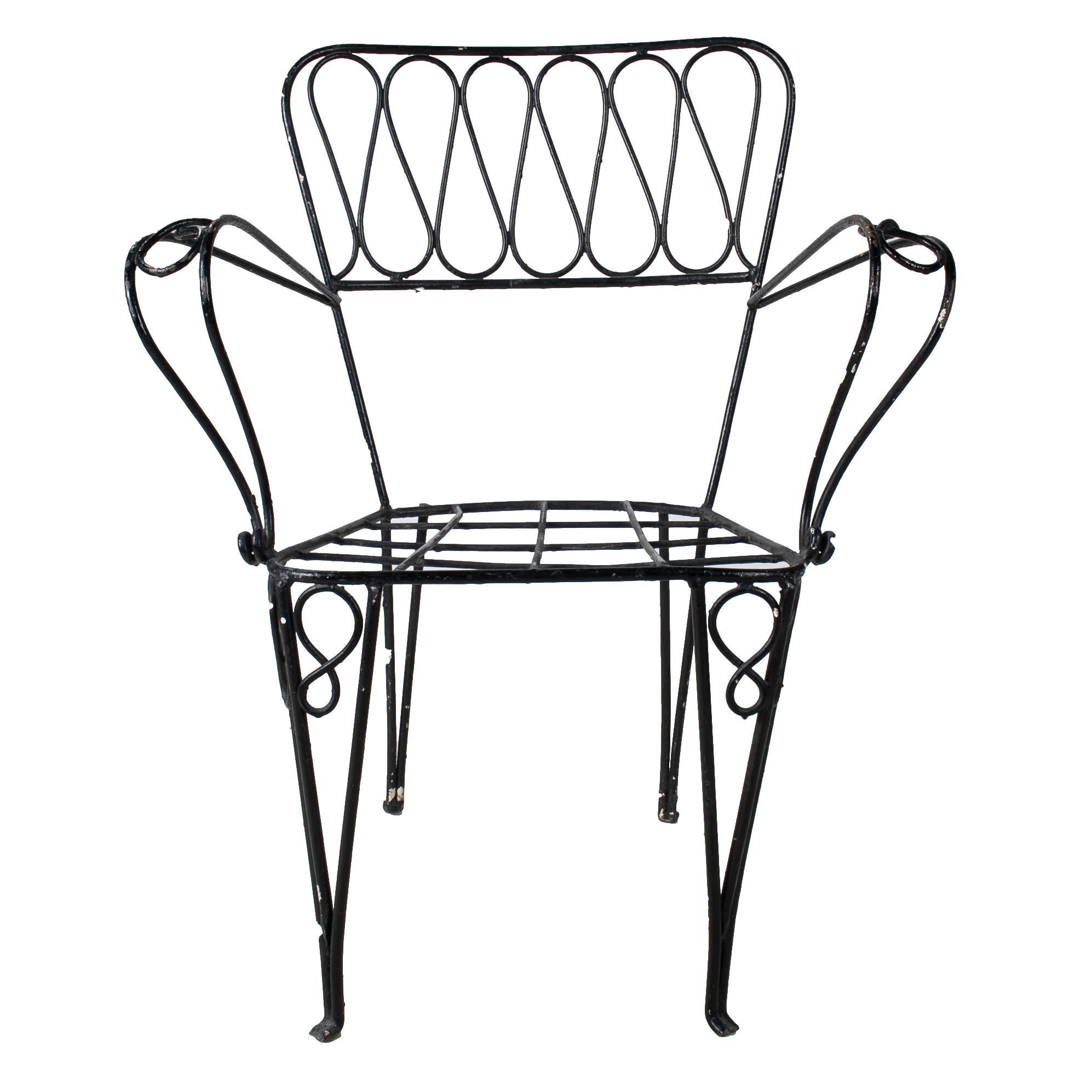 Set of Six 1970s French Iron Garden Chairs 4