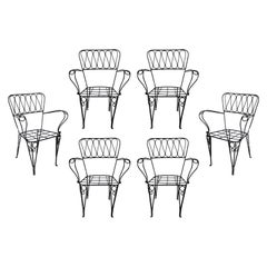 Set of Six 1970s French Iron Garden Chairs