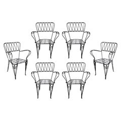 Ensemble de six chaises de jardin en fer des années 1970