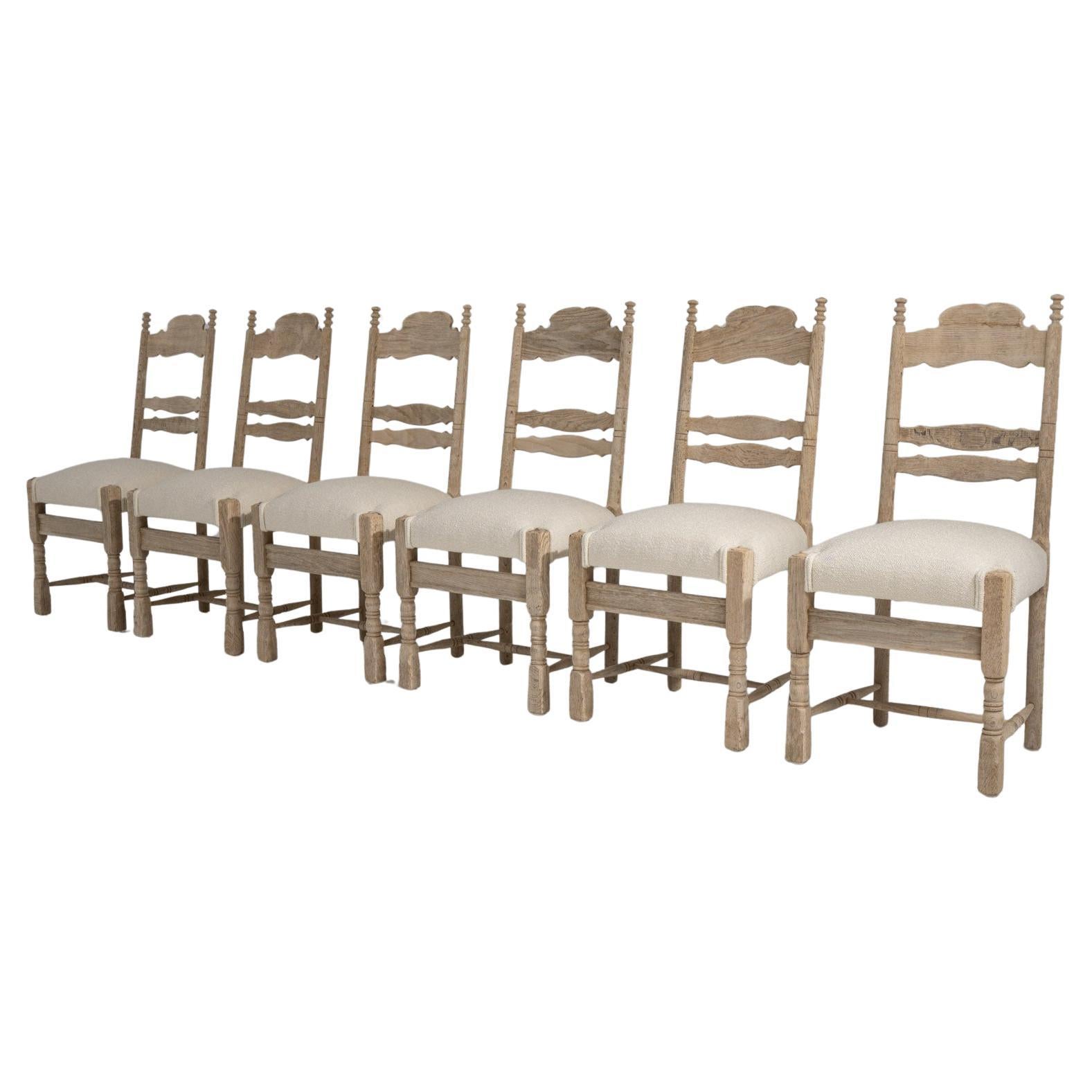 Set Of Six 1970s French Oak Dining Chairs