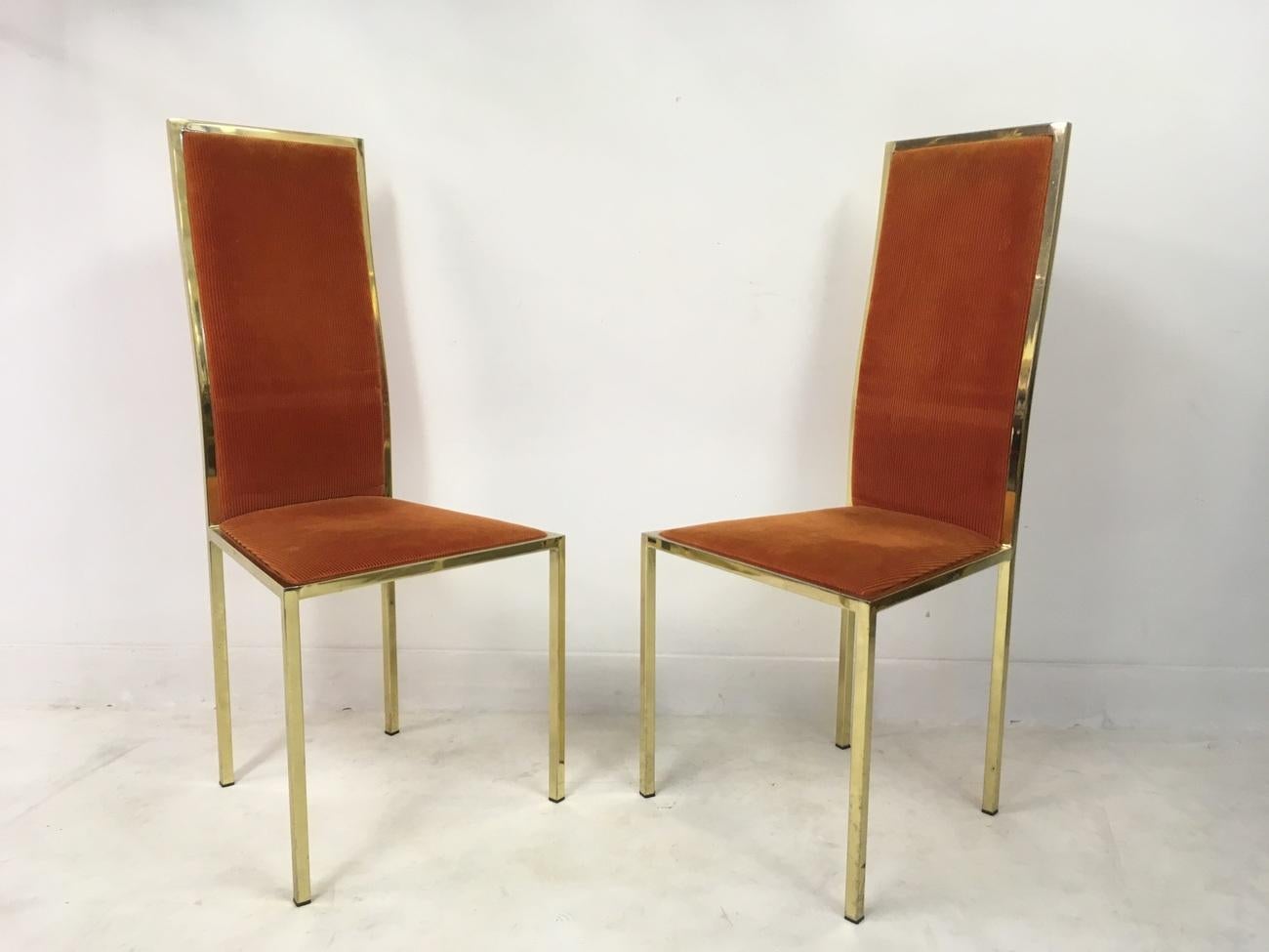 Set of Six 1970s Gold Lacquered Dining Chairs 1