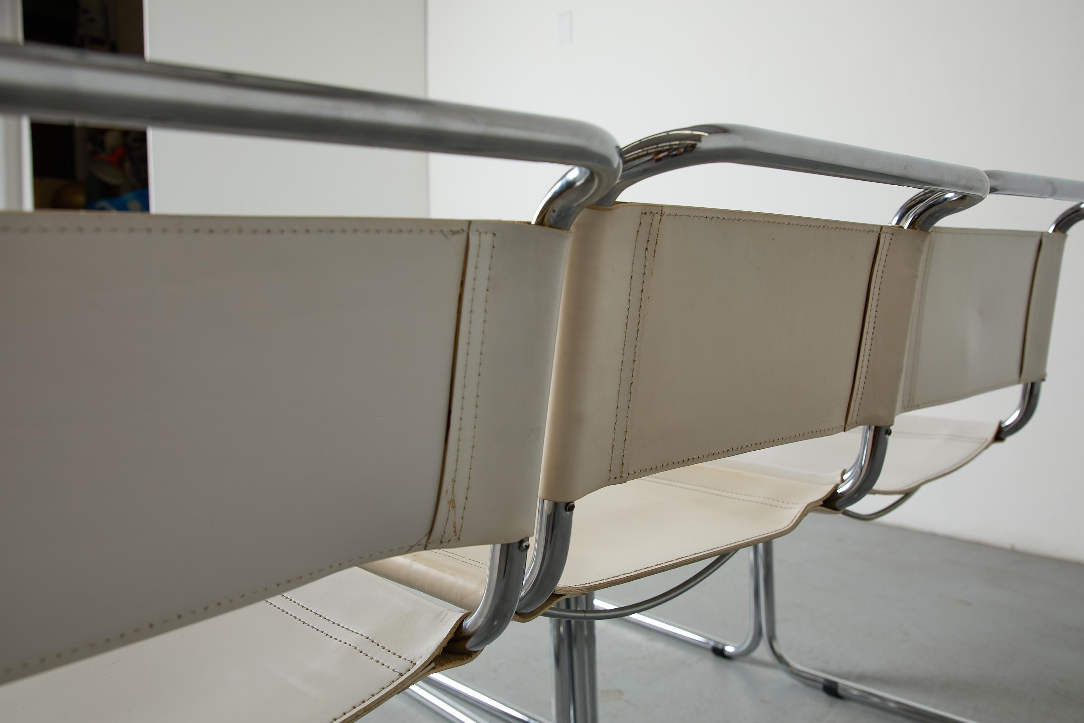 Sechs freitragende Stühle im Matteograssi-Stil der 1970er Jahre aus Chrom und weißem Leder im Angebot 4