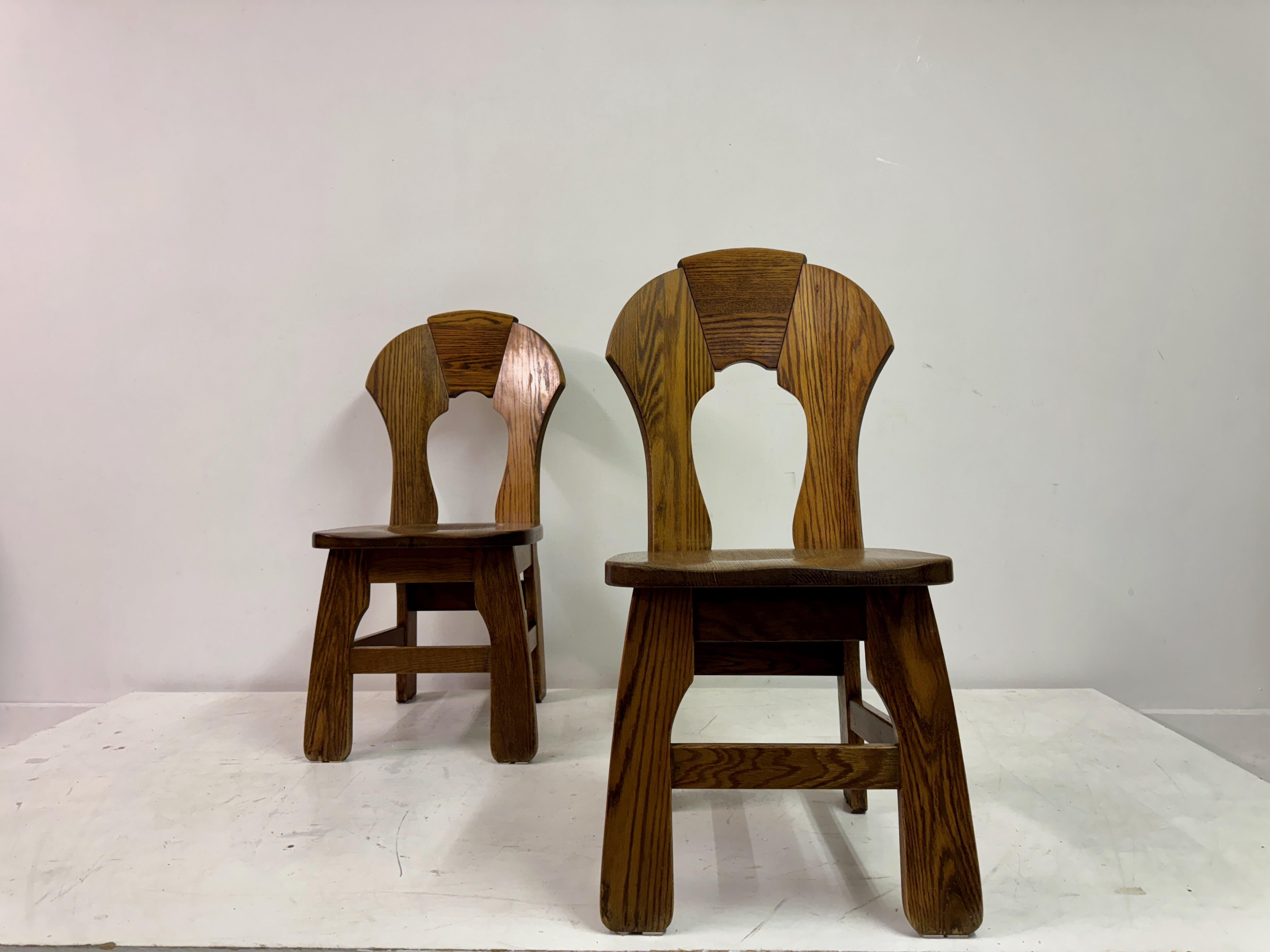 Set di sei sedie da pranzo brutaliste in Oak degli anni '70 3