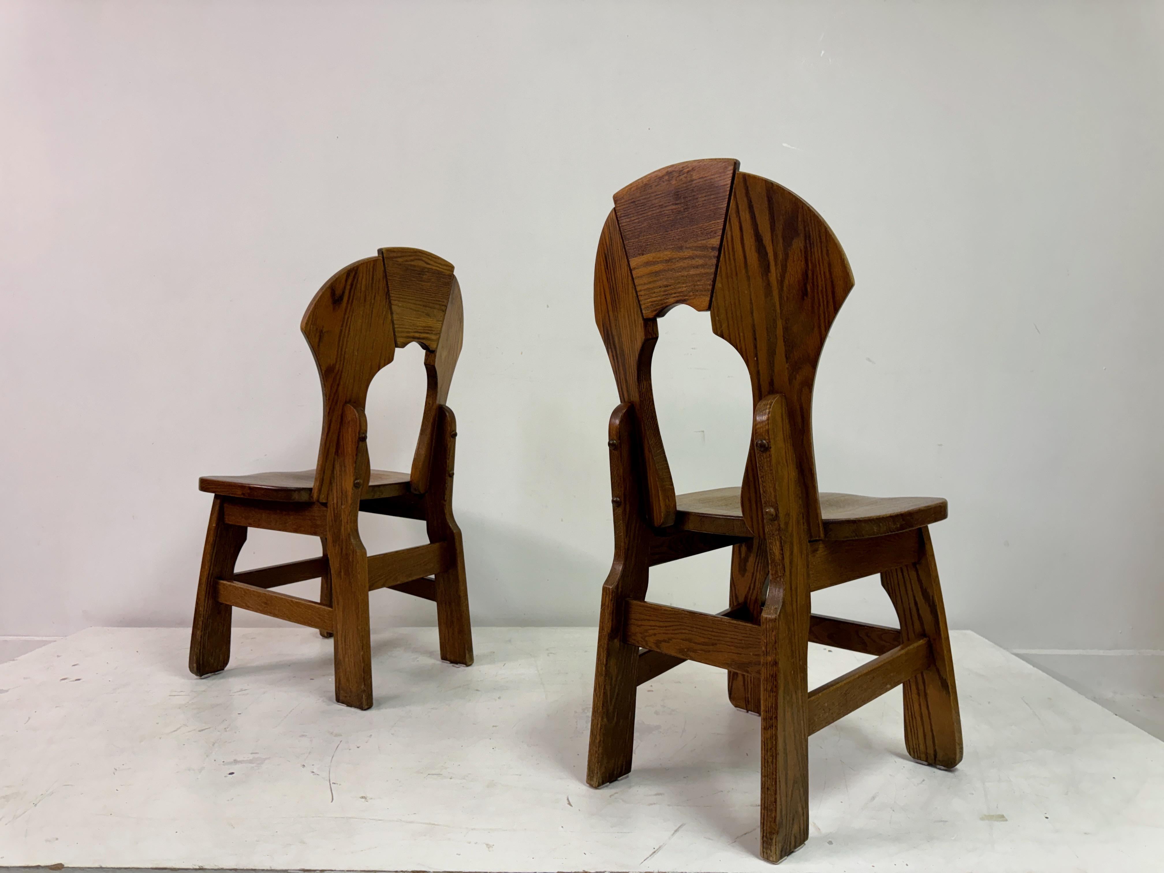Set di sei sedie da pranzo brutaliste in Oak degli anni '70 8