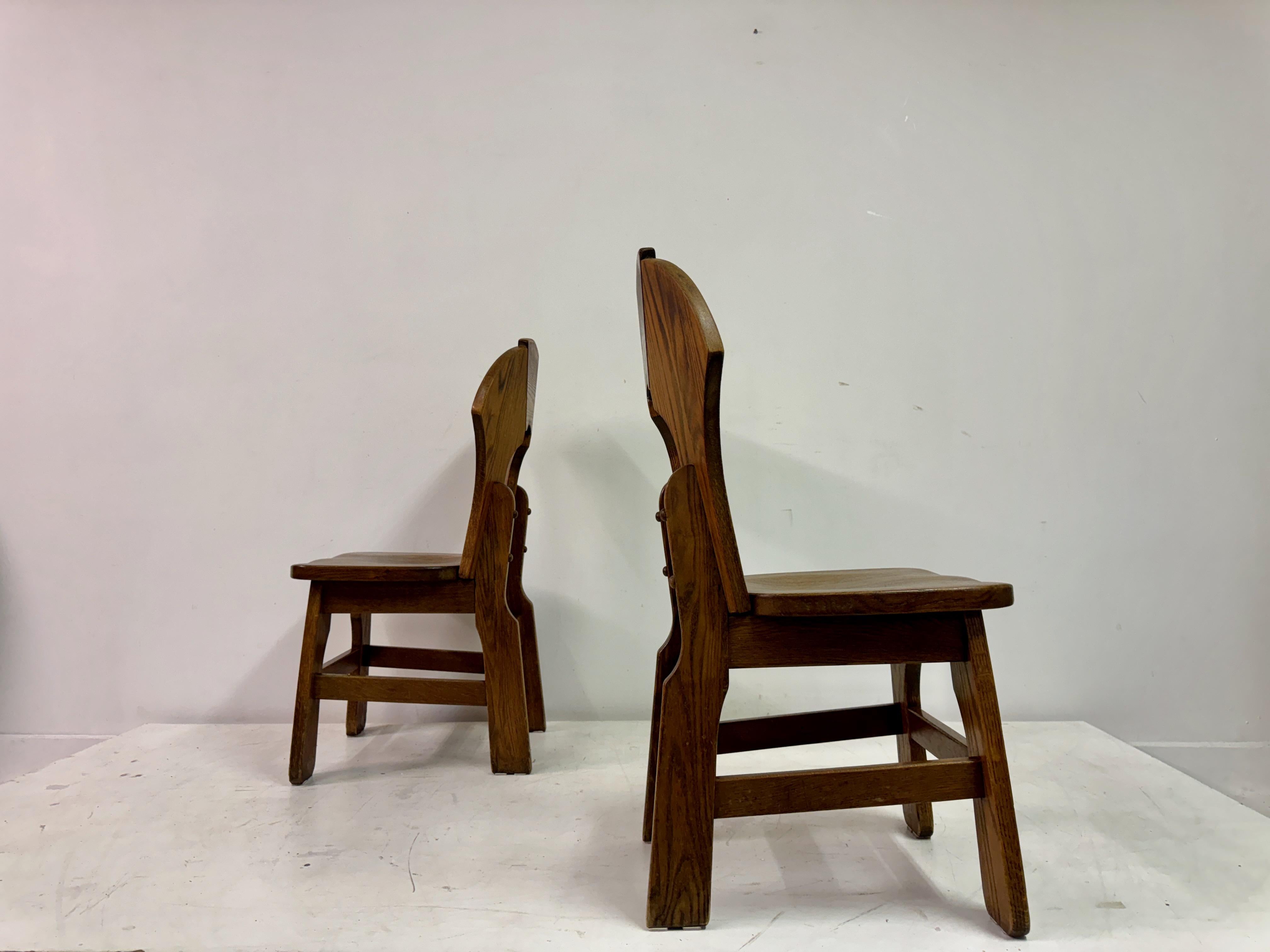 Set di sei sedie da pranzo brutaliste in Oak degli anni '70 9