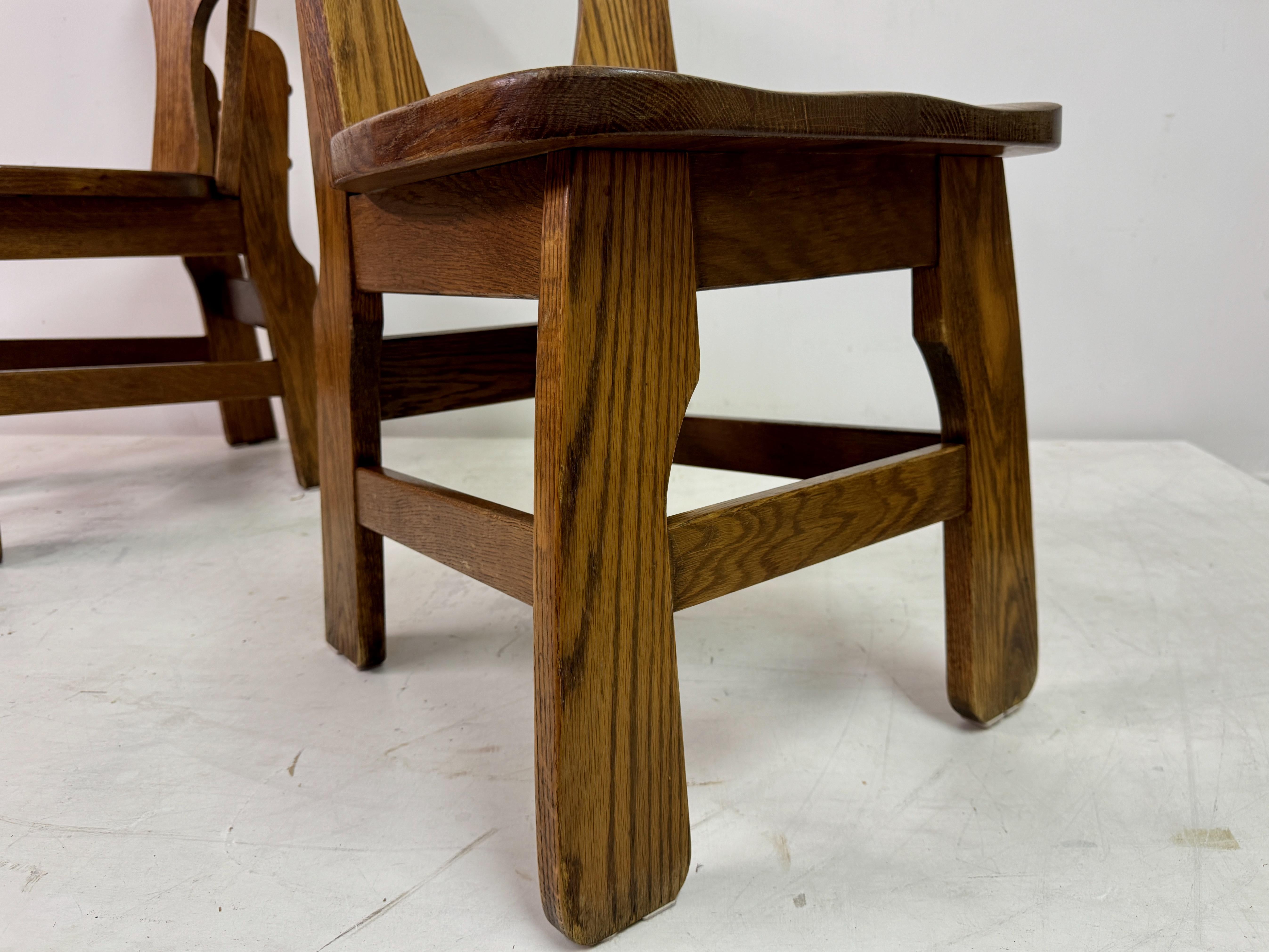 Set di sei sedie da pranzo brutaliste in Oak degli anni '70 10