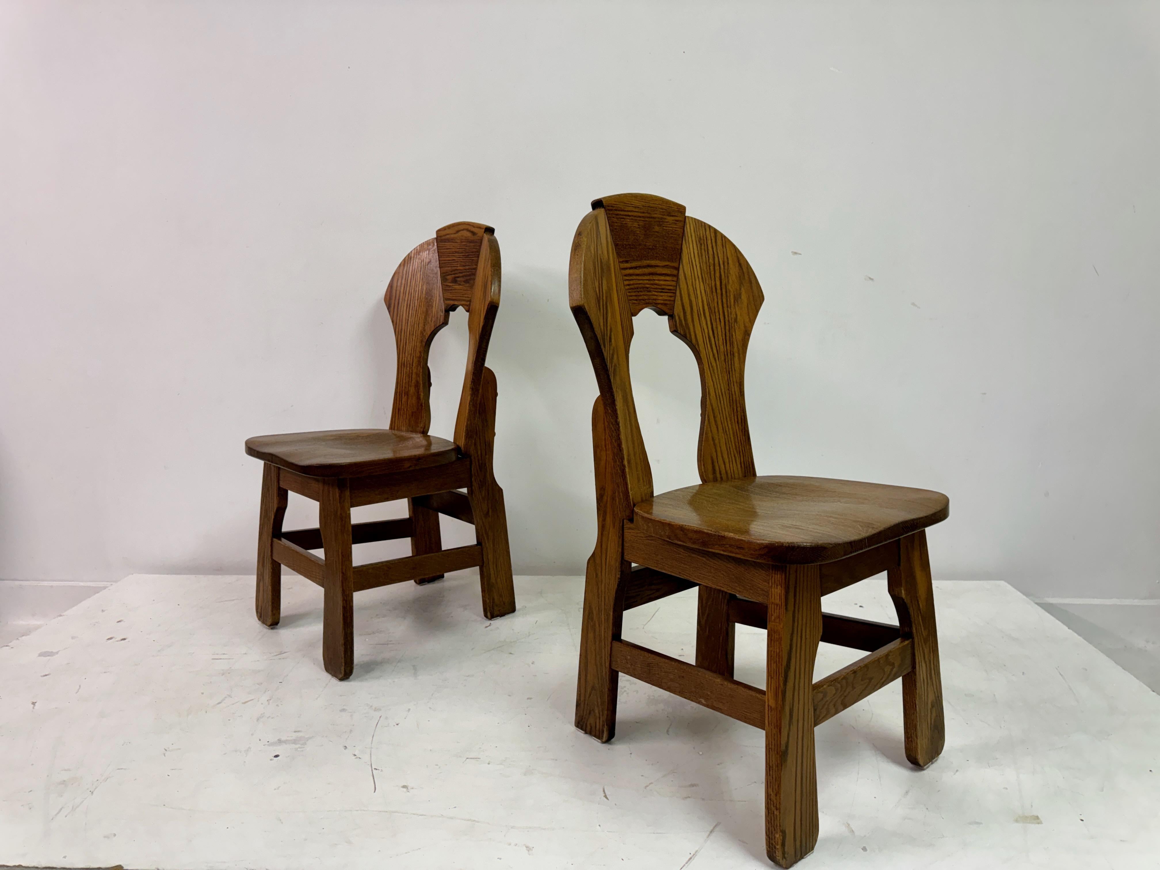 Set di sei sedie da pranzo brutaliste in Oak degli anni '70 11
