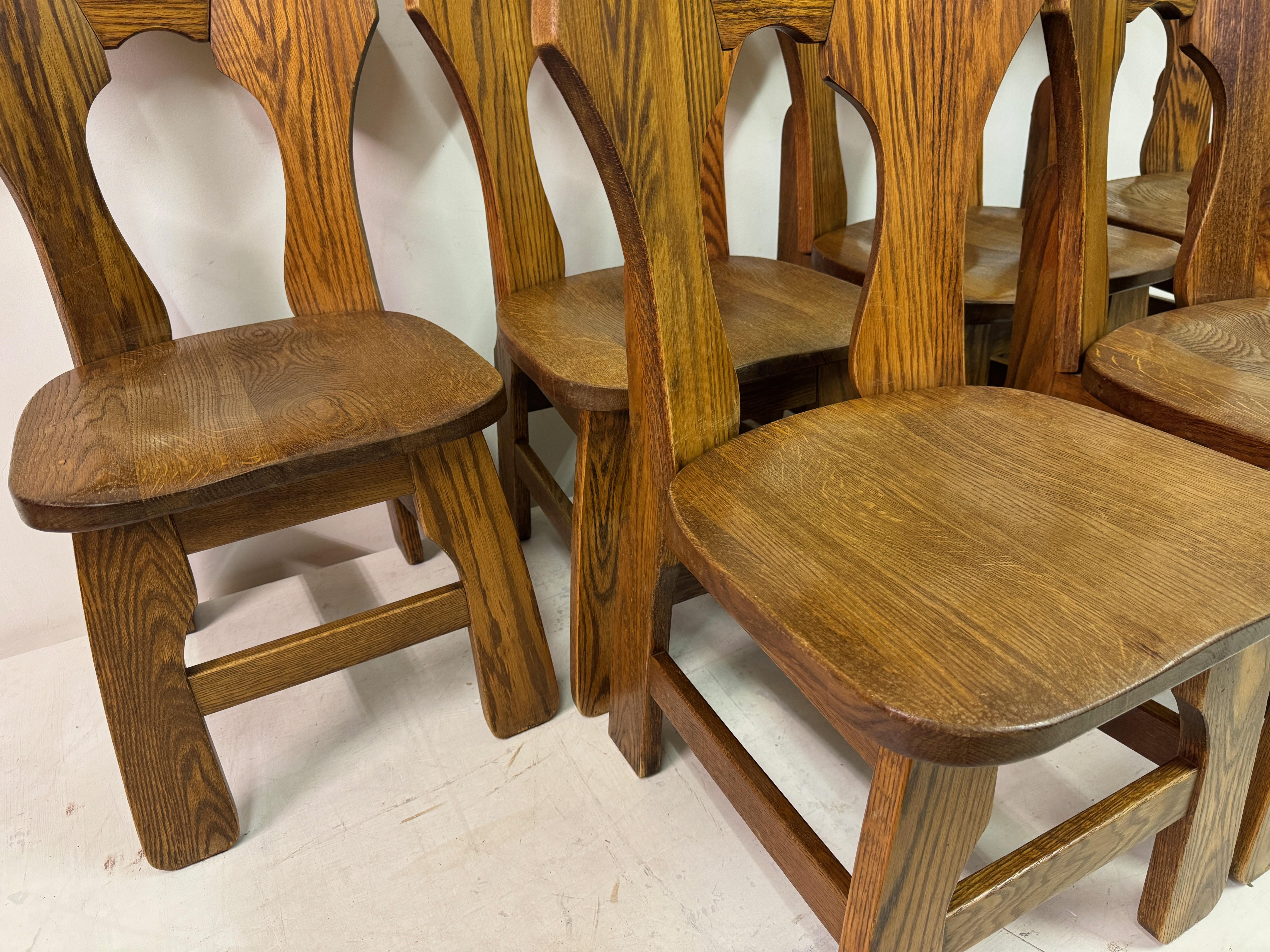 Quercia Set di sei sedie da pranzo brutaliste in Oak degli anni '70