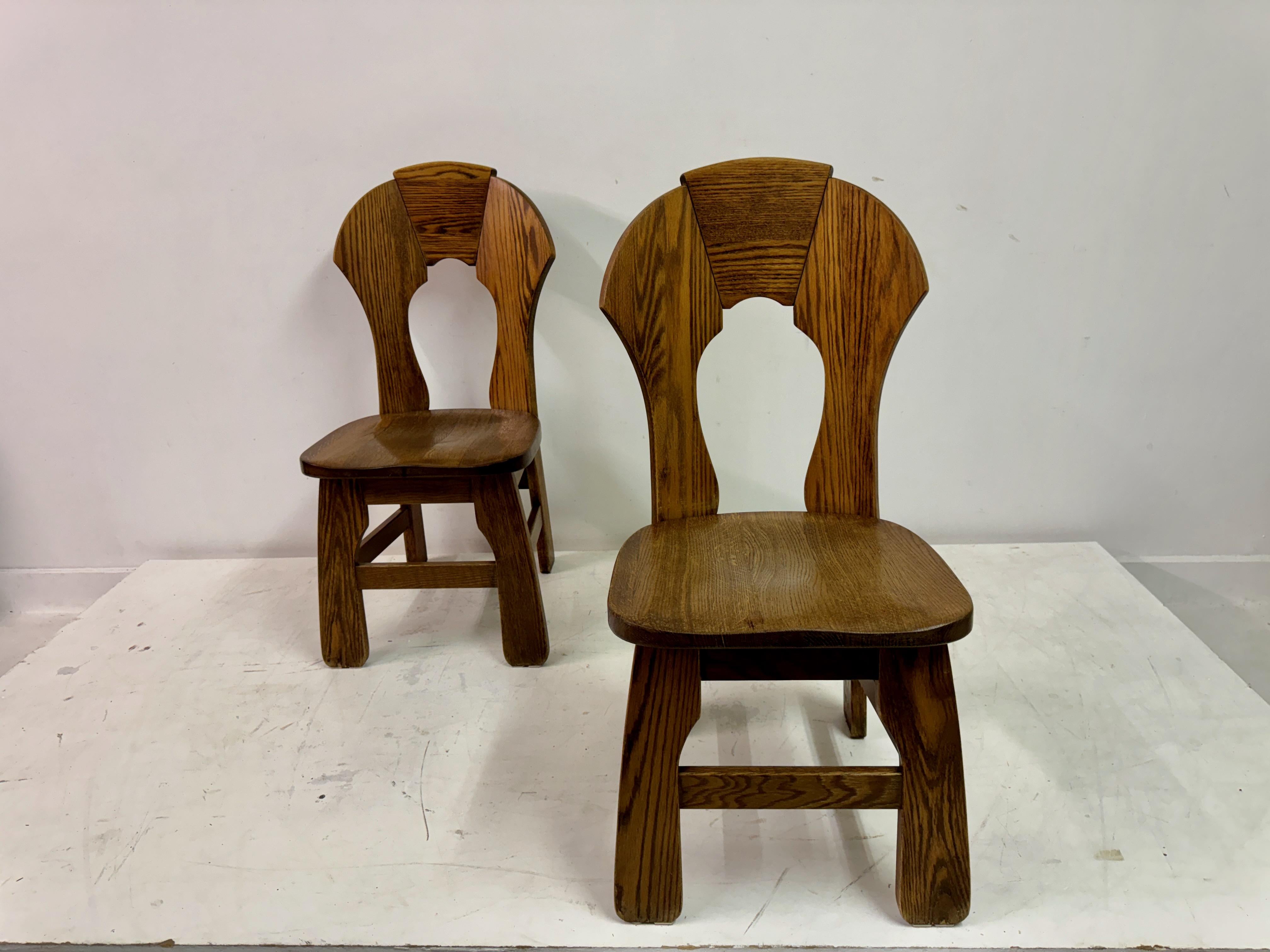 Set di sei sedie da pranzo brutaliste in Oak degli anni '70 2
