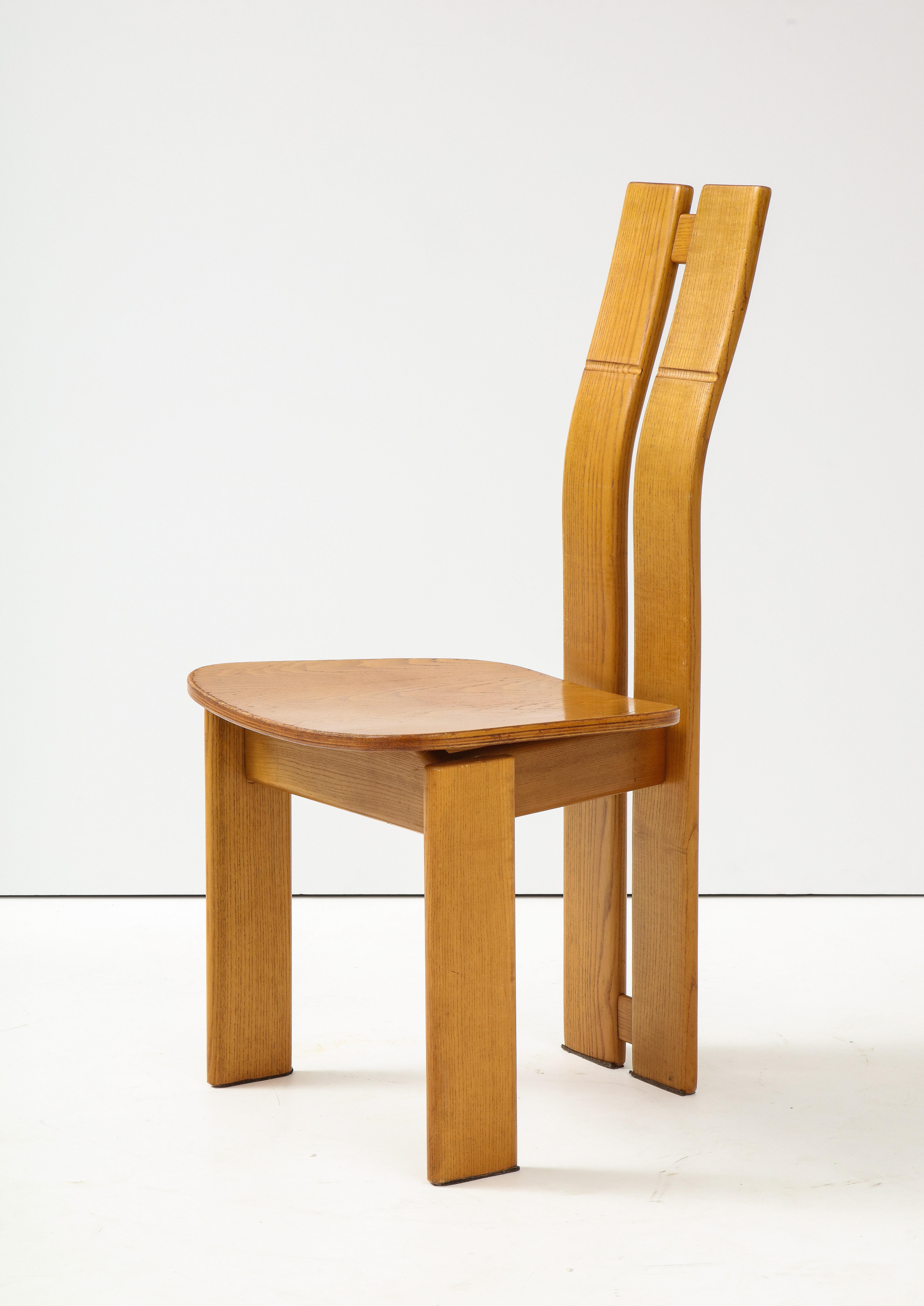 Set of Six 1970's Organic Modernist Italian Oak Dining Chairs 7