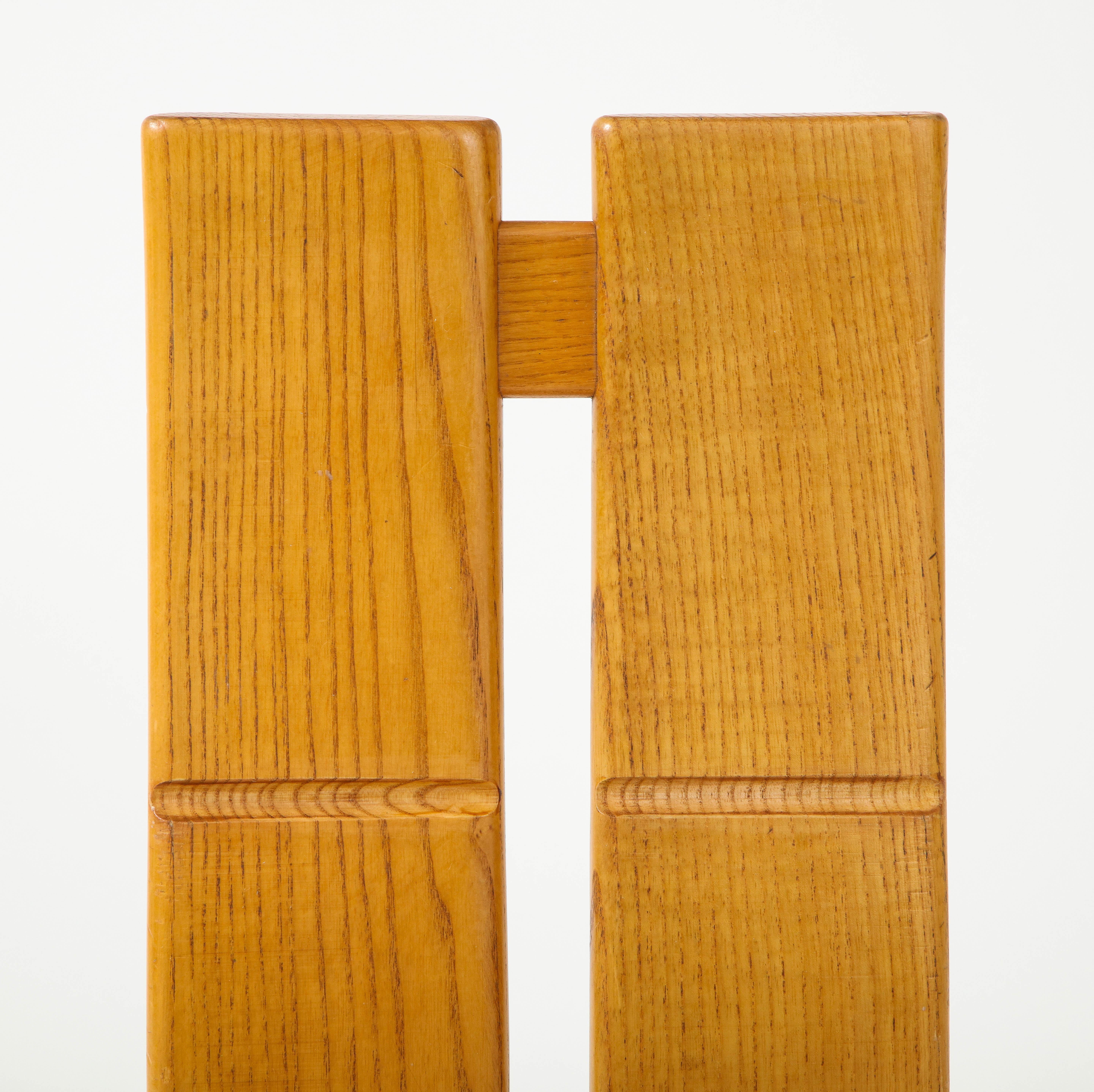 Late 20th Century Set of Six 1970's Organic Modernist Italian Oak Dining Chairs