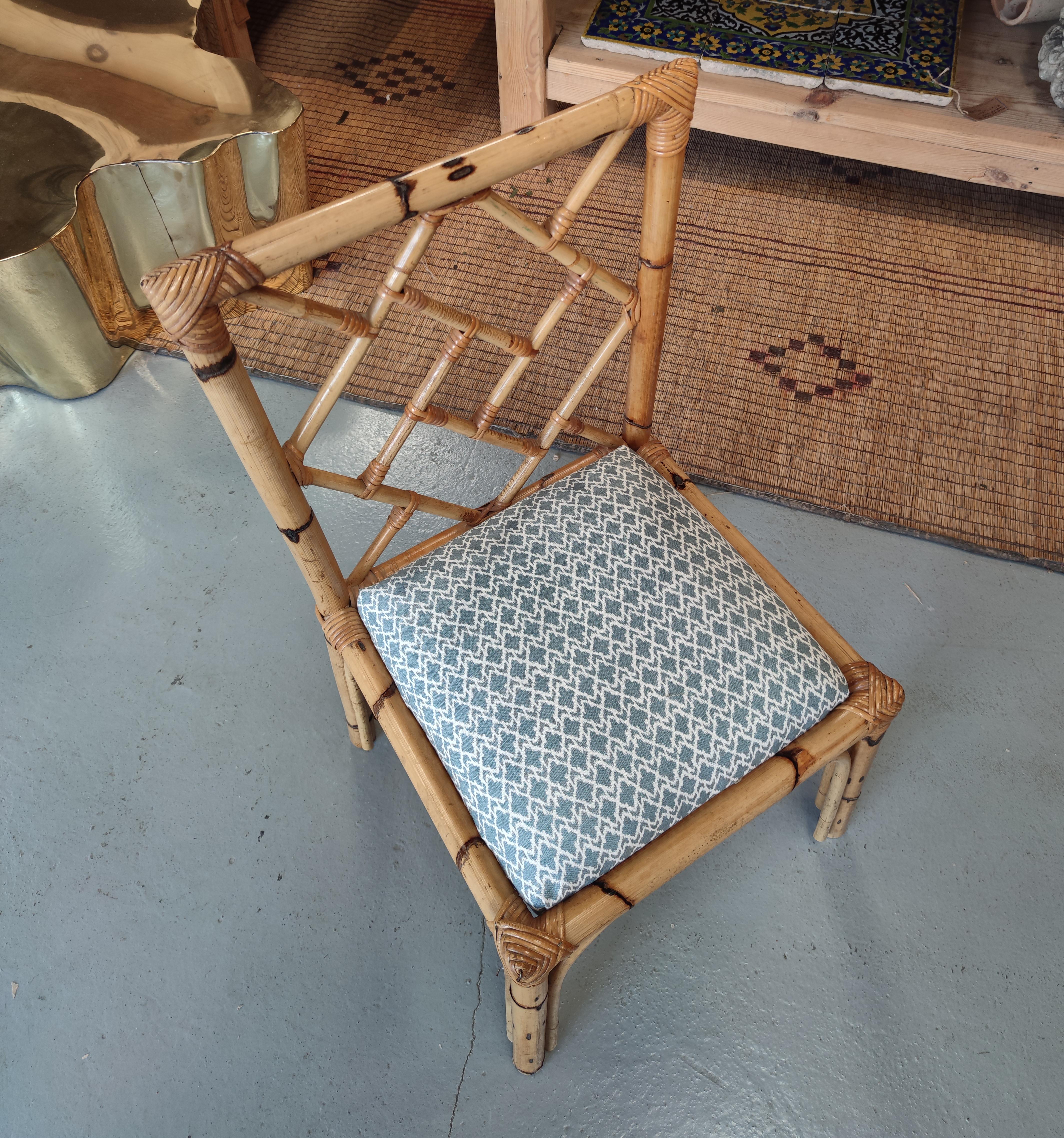 Set of Six 1970s Spanish Hand Woven Wicker and Cane Chairs 1