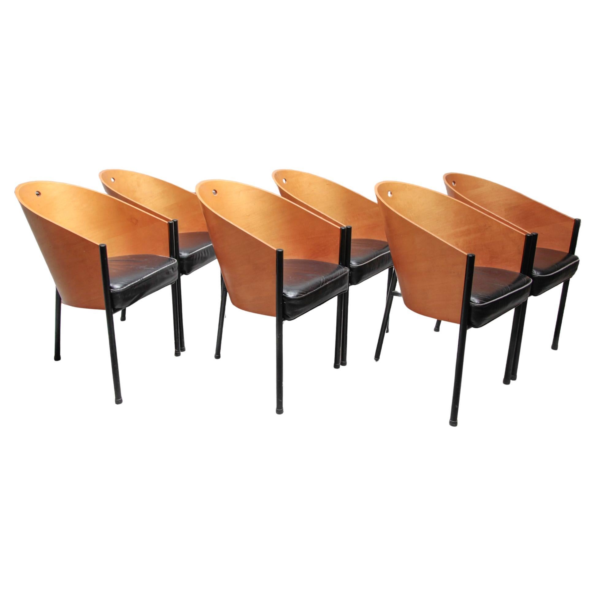 Mid-Century Modern Set of SIX 1980s 'Costes' Dining-Chairs by Philippe Starck for Driade, Italy