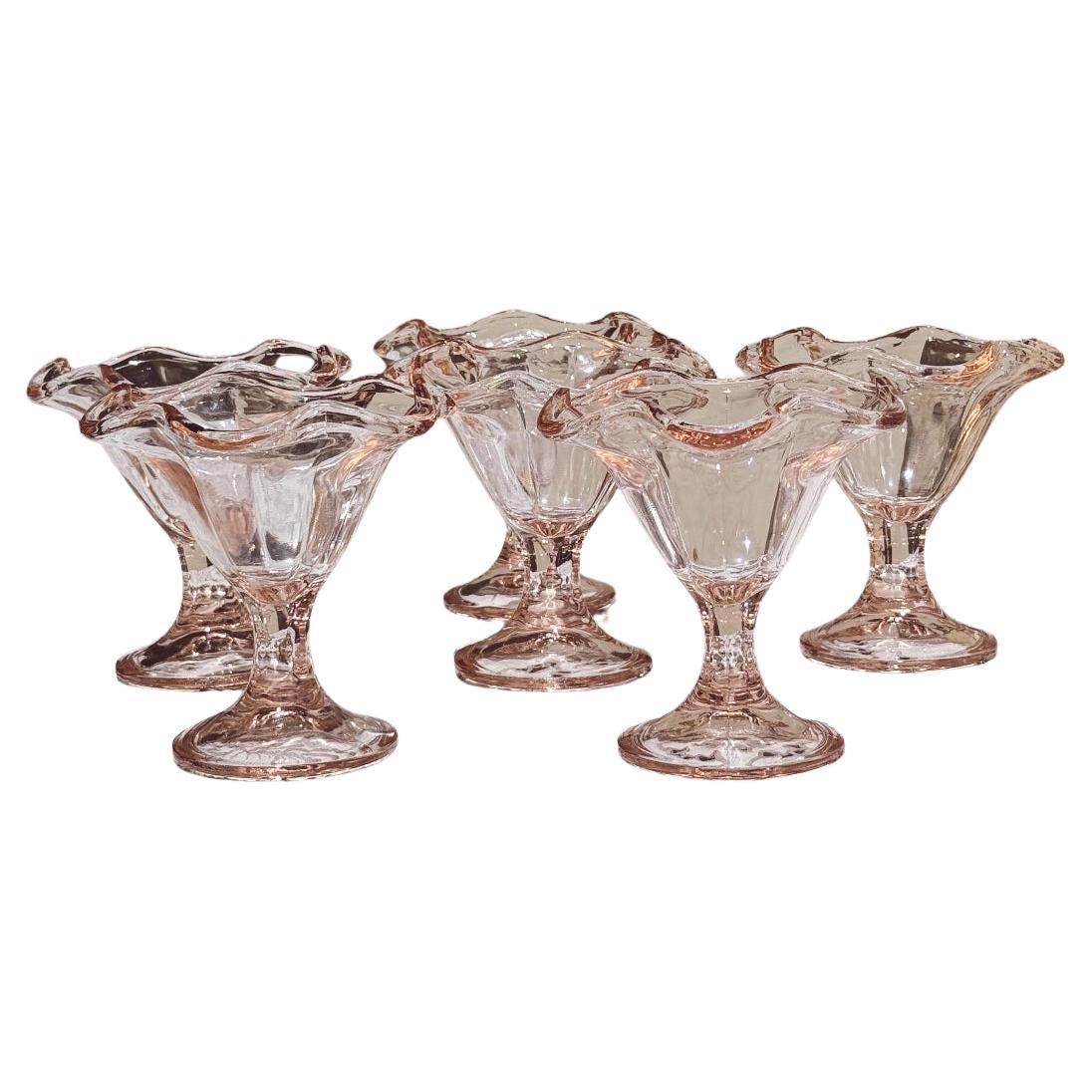 Sechser-Set 1980er Jahre italienische klassische rosa Gelato-Schalen im Angebot