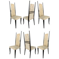 Set of Six 1980s Sculptural Italian Dining Chairs