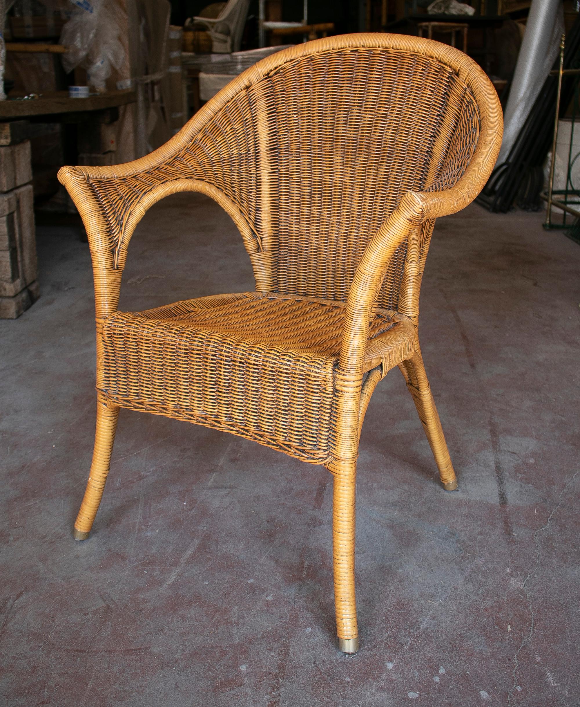 Set of Six 1980s Spanish Woven Wicker & Bamboo Chairs In Good Condition For Sale In Marbella, ES