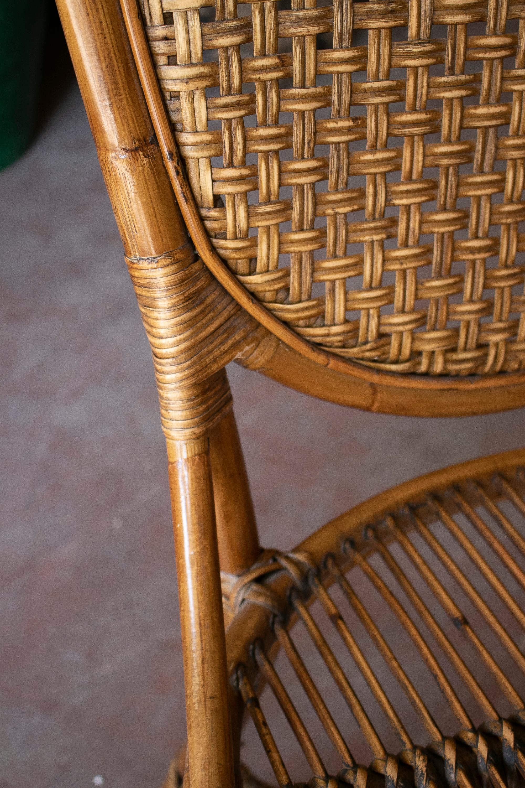 Set of Six 1980s Spanish Woven Wicker Chairs 6