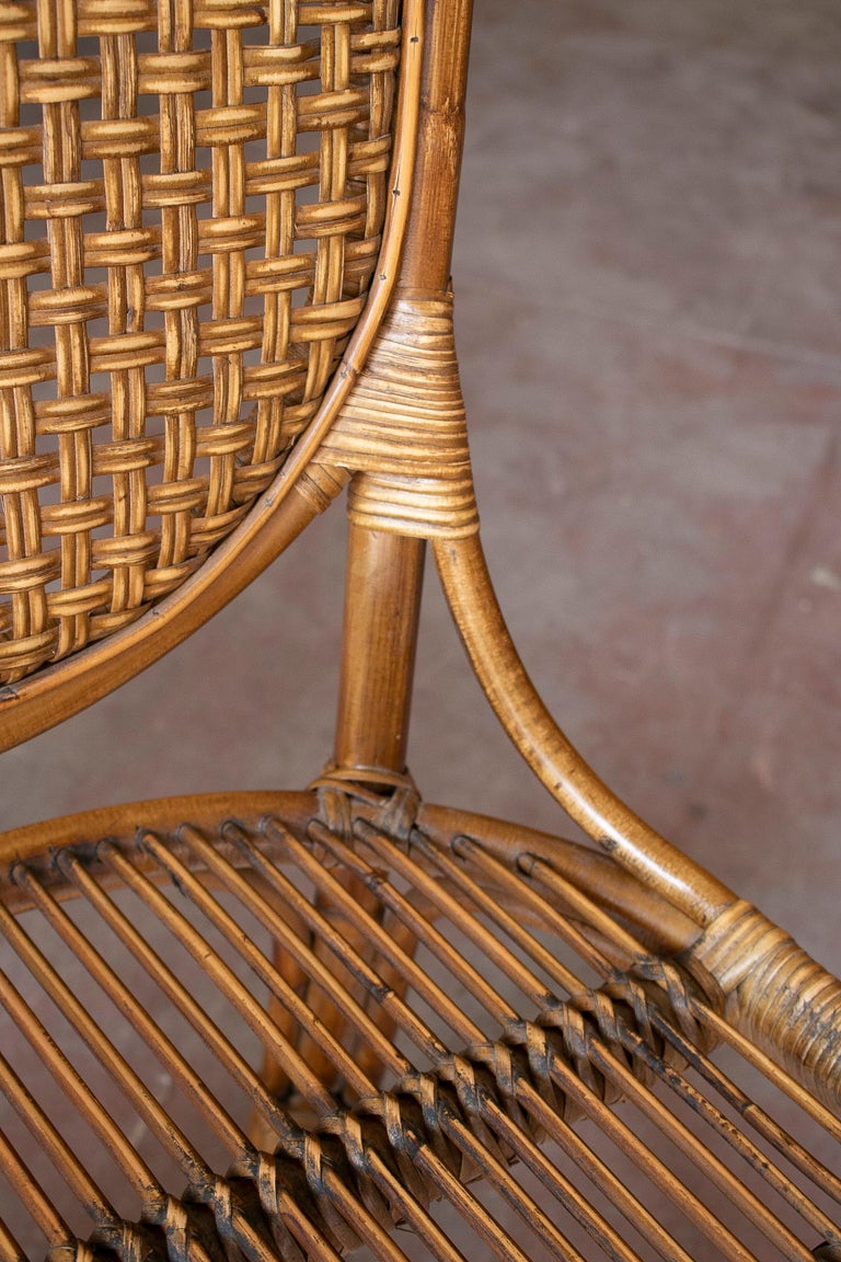 Set of Six 1980s Spanish Woven Wicker Chairs For Sale at 1stDibs 1980