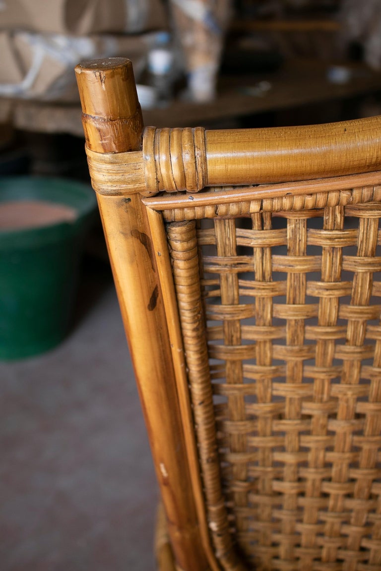 Set of Six 1980s Spanish Woven Wicker Chairs For Sale at 1stDibs 1980
