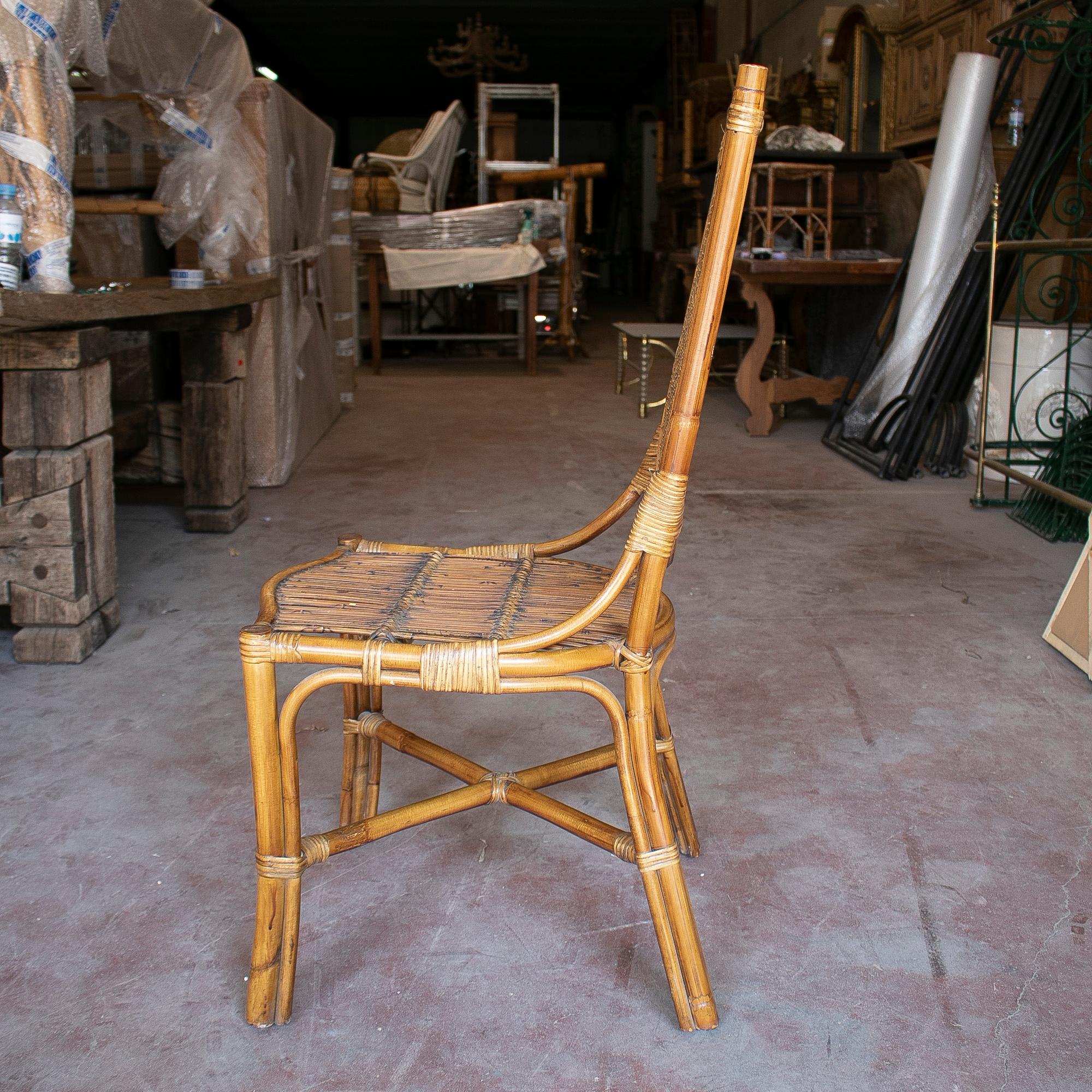 Set of Six 1980s Spanish Woven Wicker Chairs In Good Condition In Marbella, ES