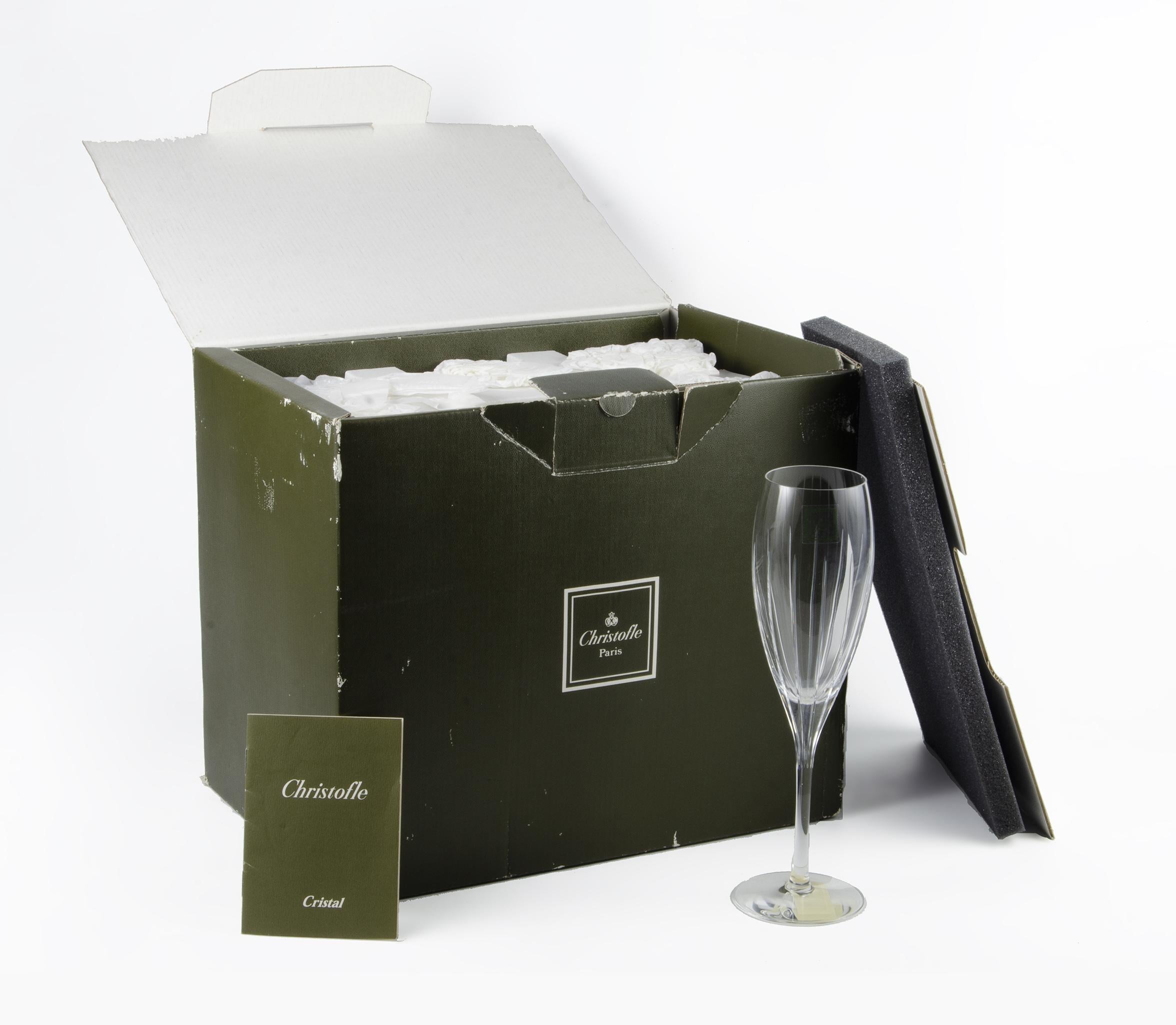 Cristal Ensemble de six flûtes à champagne en cristal soufflé 