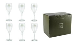 Set of Six 1990s 'Iriana' Blown Crystal White Wine Glasses by Christofle, France