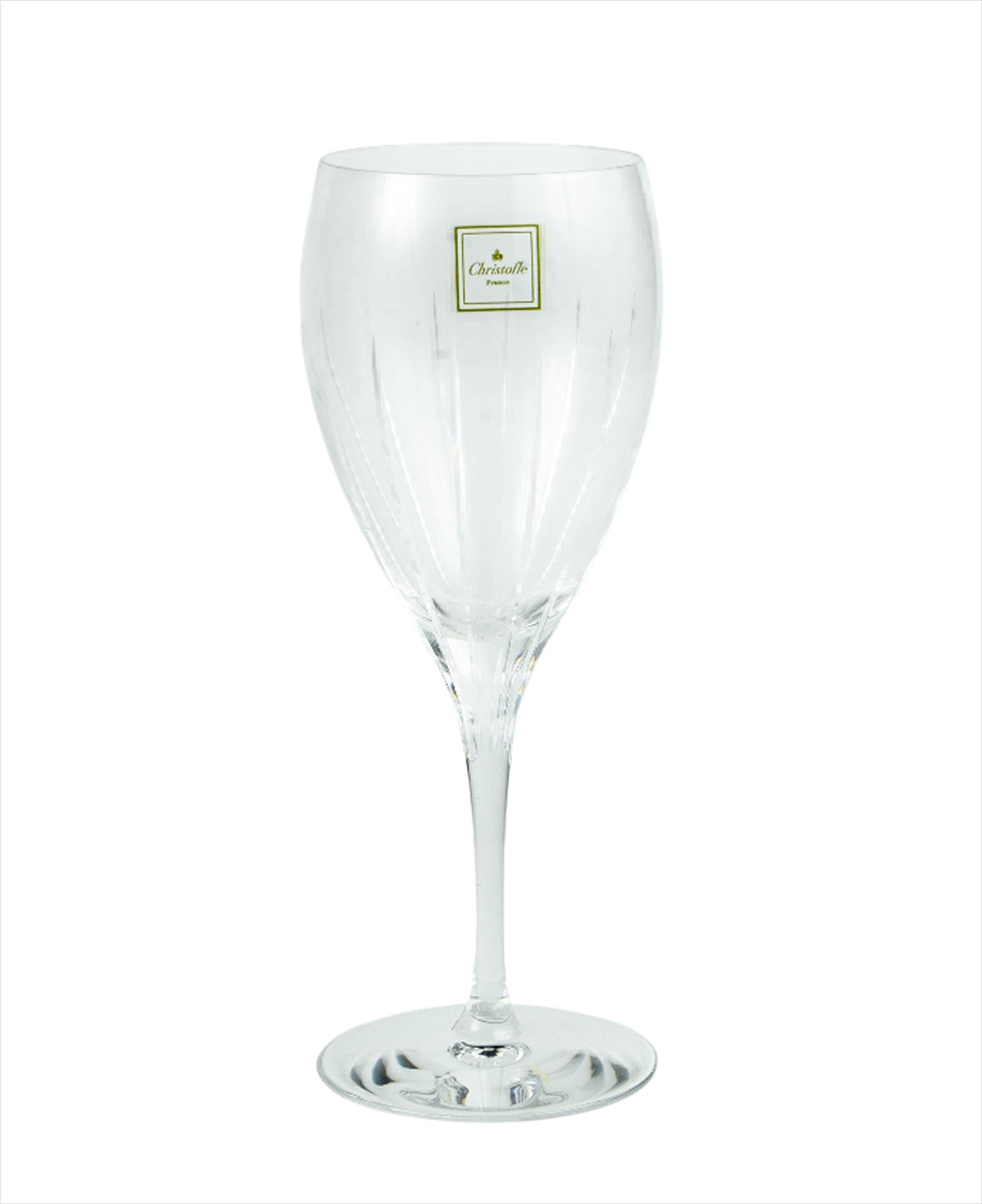 Postmoderne Ensemble de six verres à vin blanc en cristal soufflé 