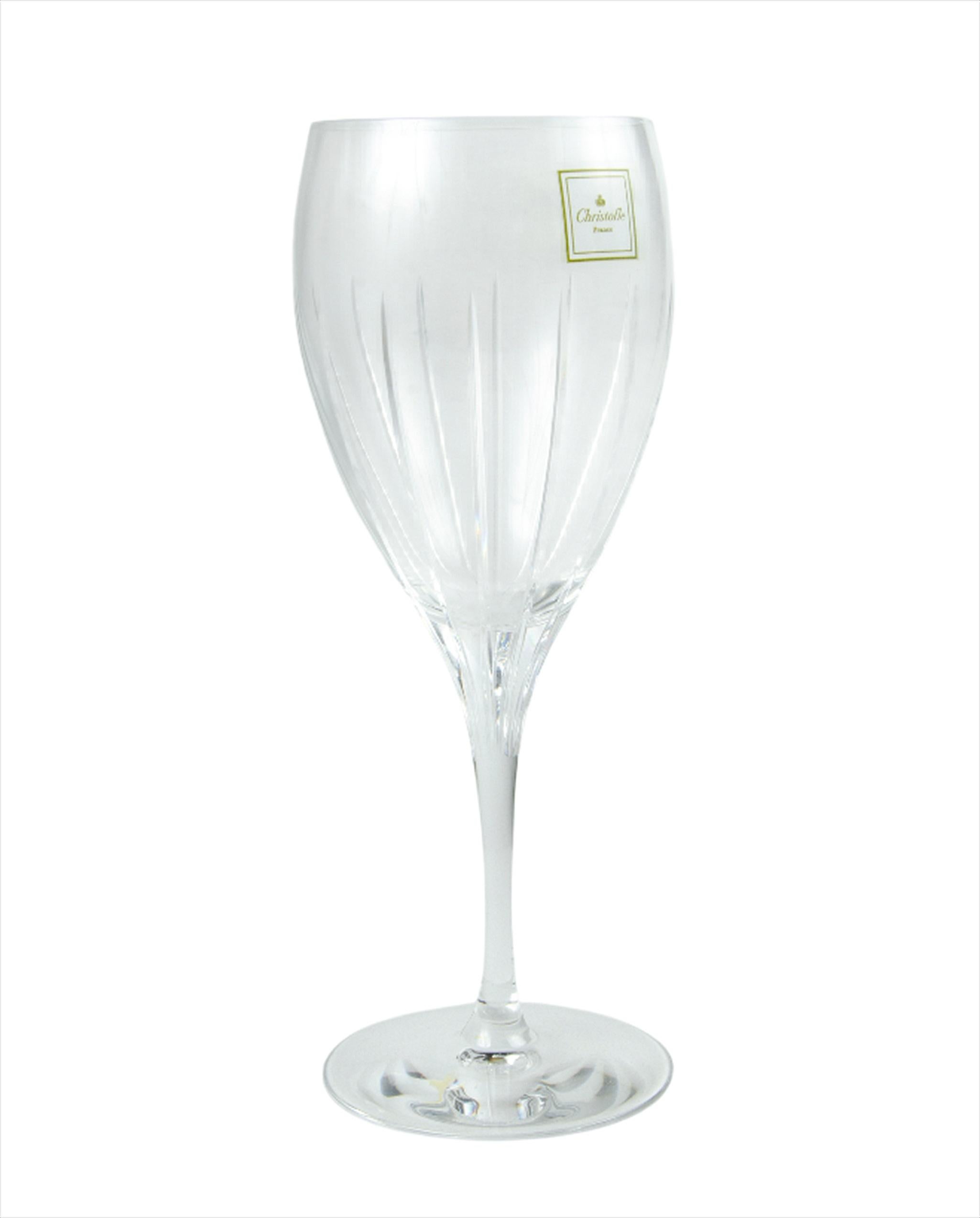 Français Ensemble de six verres à vin blanc en cristal soufflé 