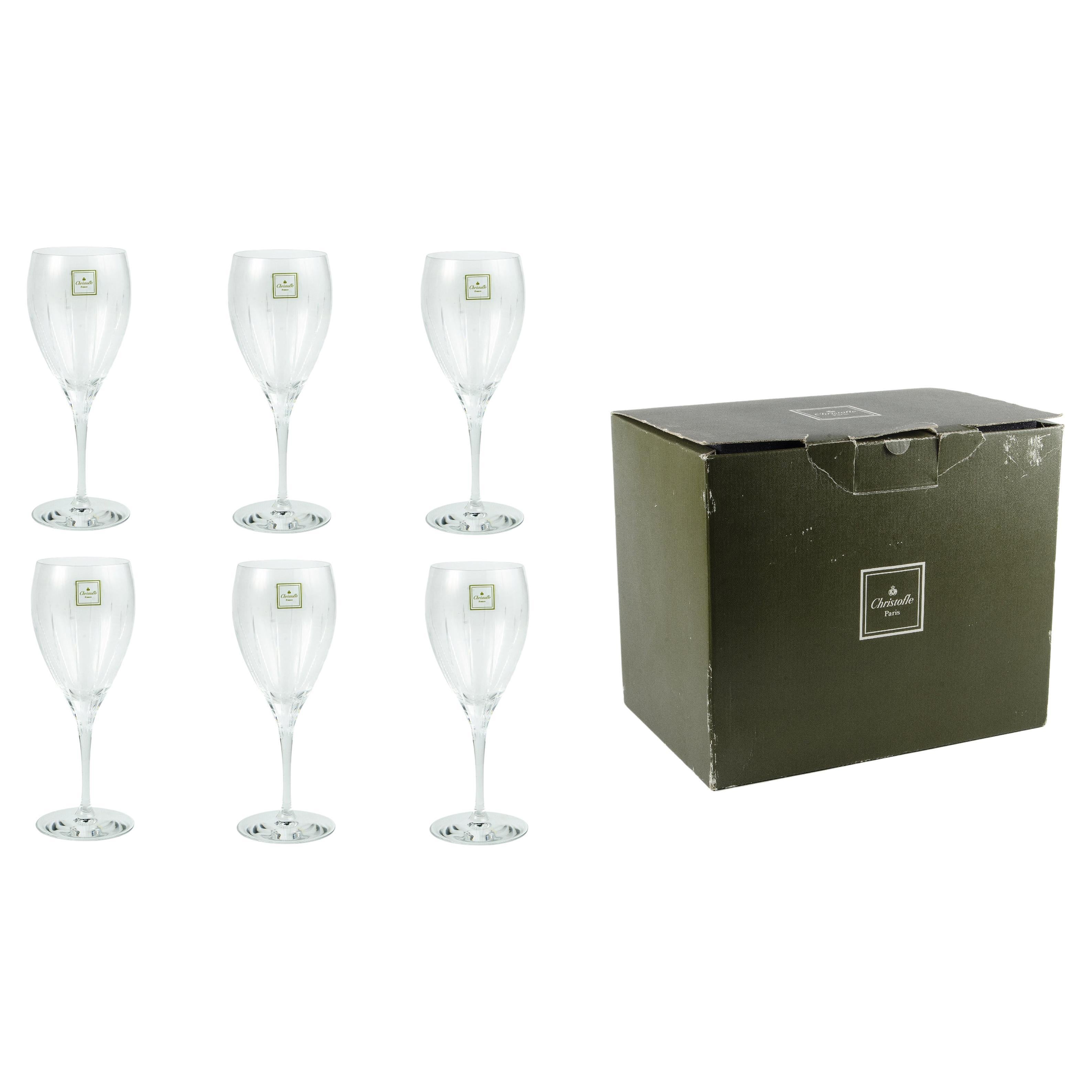 Ensemble de six verres à vin blanc en cristal soufflé "Iriana" des années 1990 par Christofle, France en vente