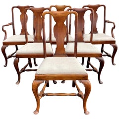 Set of Six 19th-20th Century Queen Anne Style Mahogany Dining Chairs