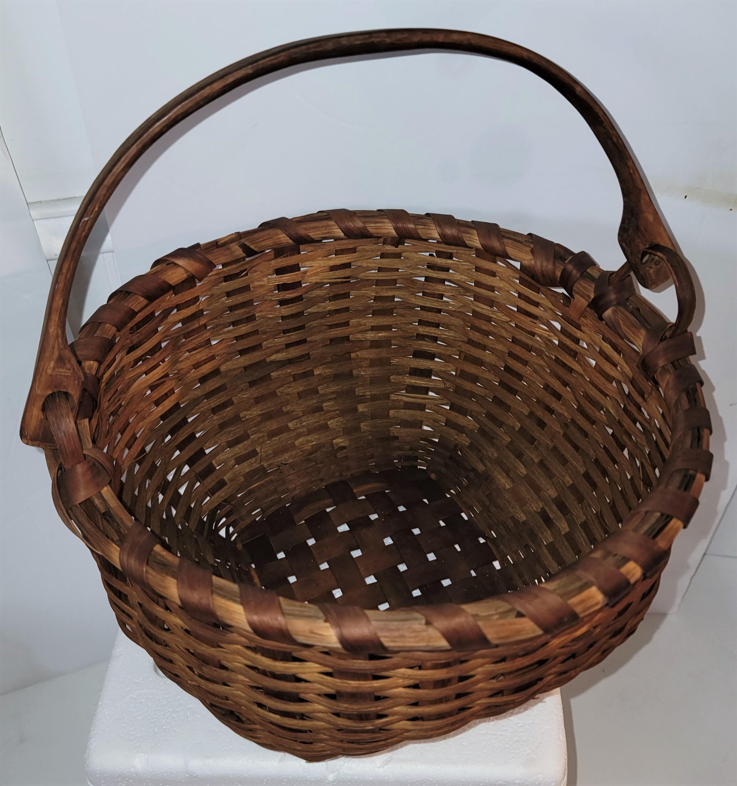 Hemp Set of Six 19th C Hand Made Handled Buttocks Baskets For Sale