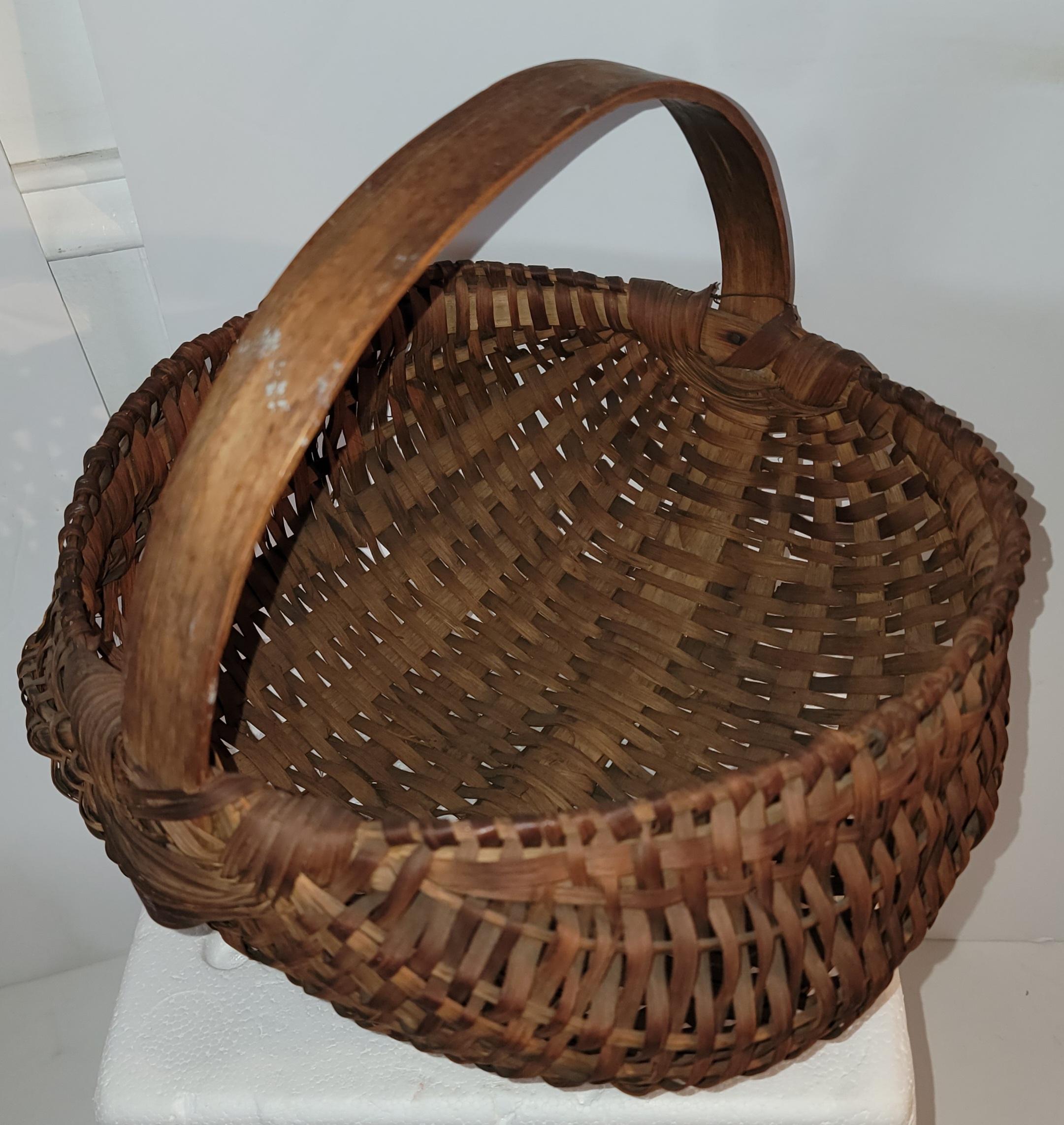 Set of Six 19th C Hand Made Handled Buttocks Baskets For Sale 2