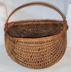 Set of Six 19th C Hand Made Handled Buttocks Baskets