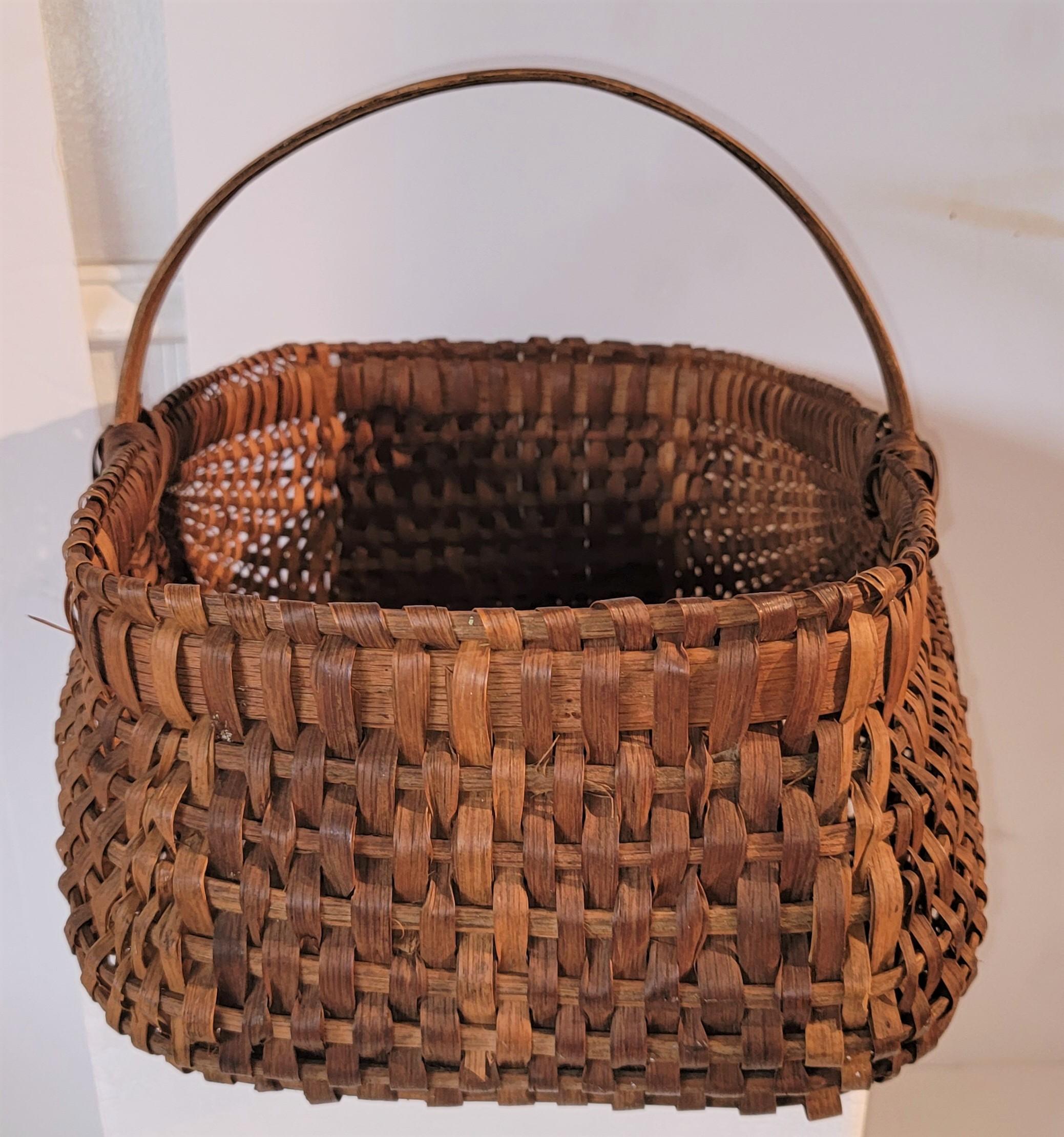 American Set of Six 19th C Hand Made Handled Buttocks Baskets For Sale