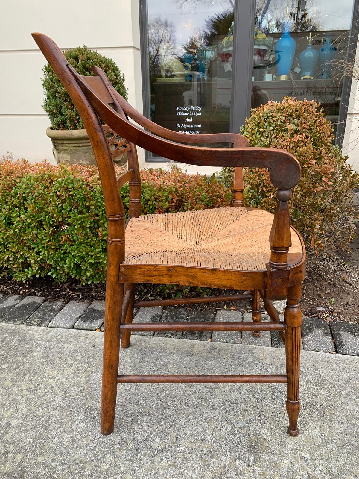 Set of Six 19th Century American Sheraton Maple Chairs with Rush Seats 13