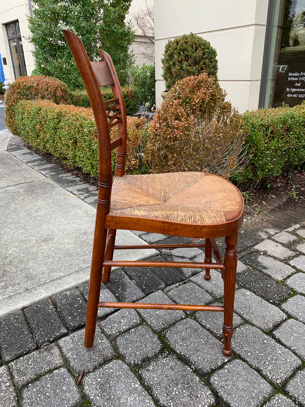 Set of Six 19th Century American Sheraton Maple Chairs with Rush Seats 3