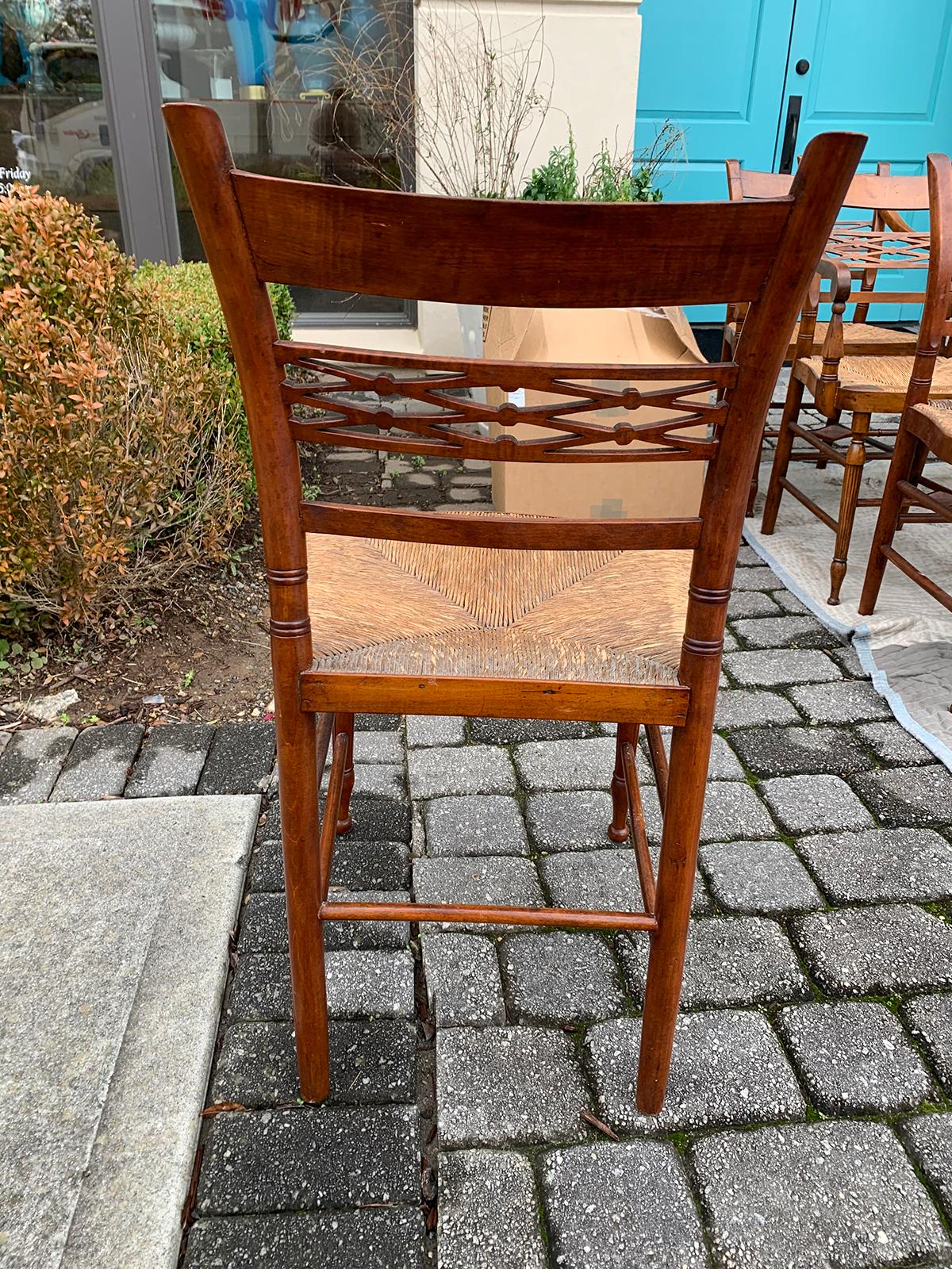 Set of Six 19th Century American Sheraton Maple Chairs with Rush Seats 4