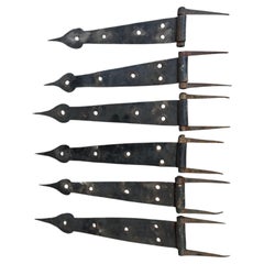 Set of Six 19th Century Antique Wrought Iron Strap Hinges