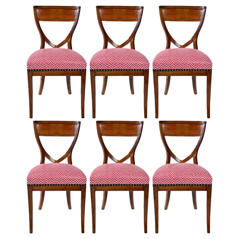Set of Six 19th Century Biedermeier Mahogany Chairs