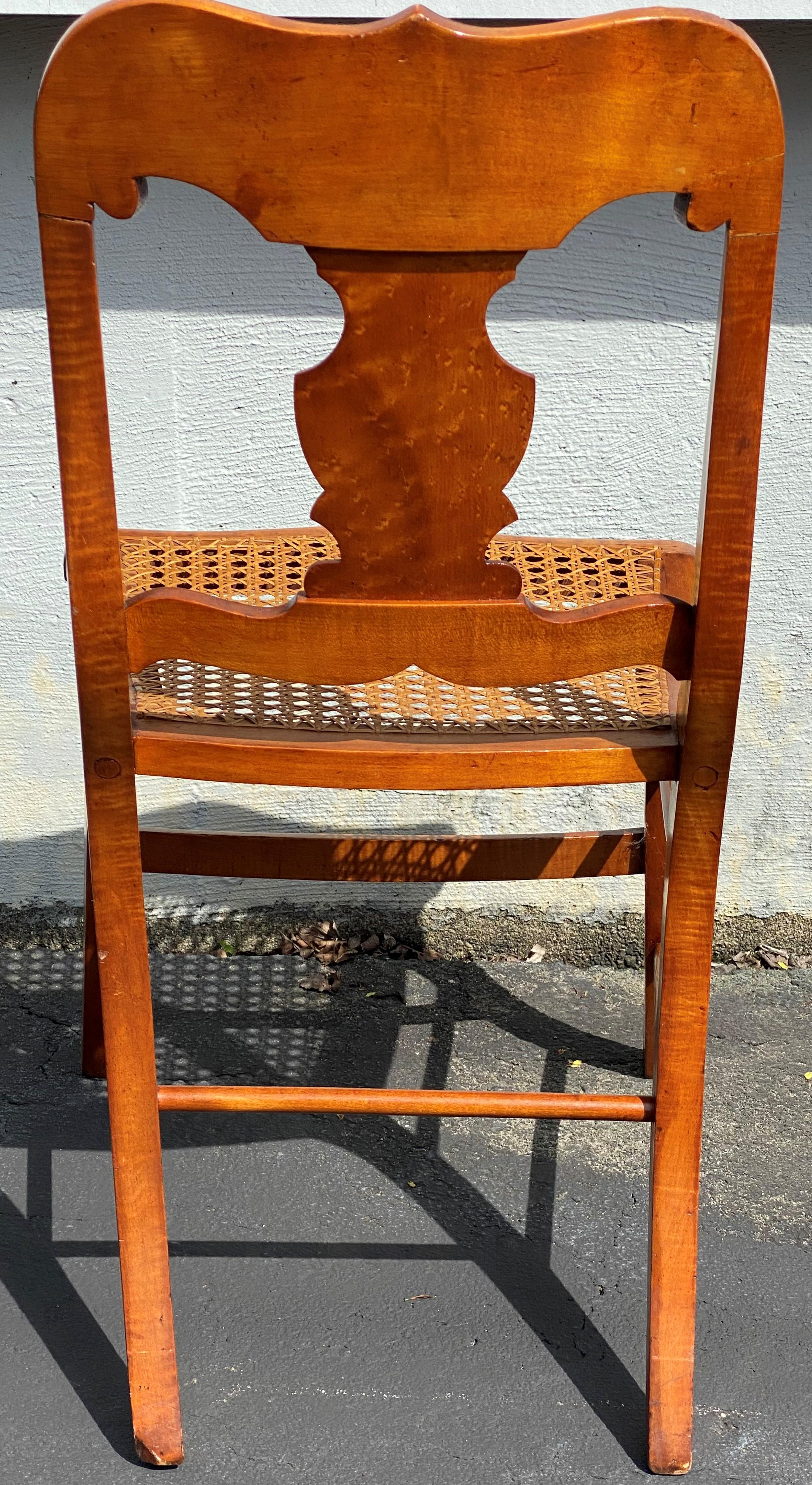 Set of Six 19th Century Birdseye Maple Caned Side Chairs in the Empire Taste In Good Condition In Milford, NH