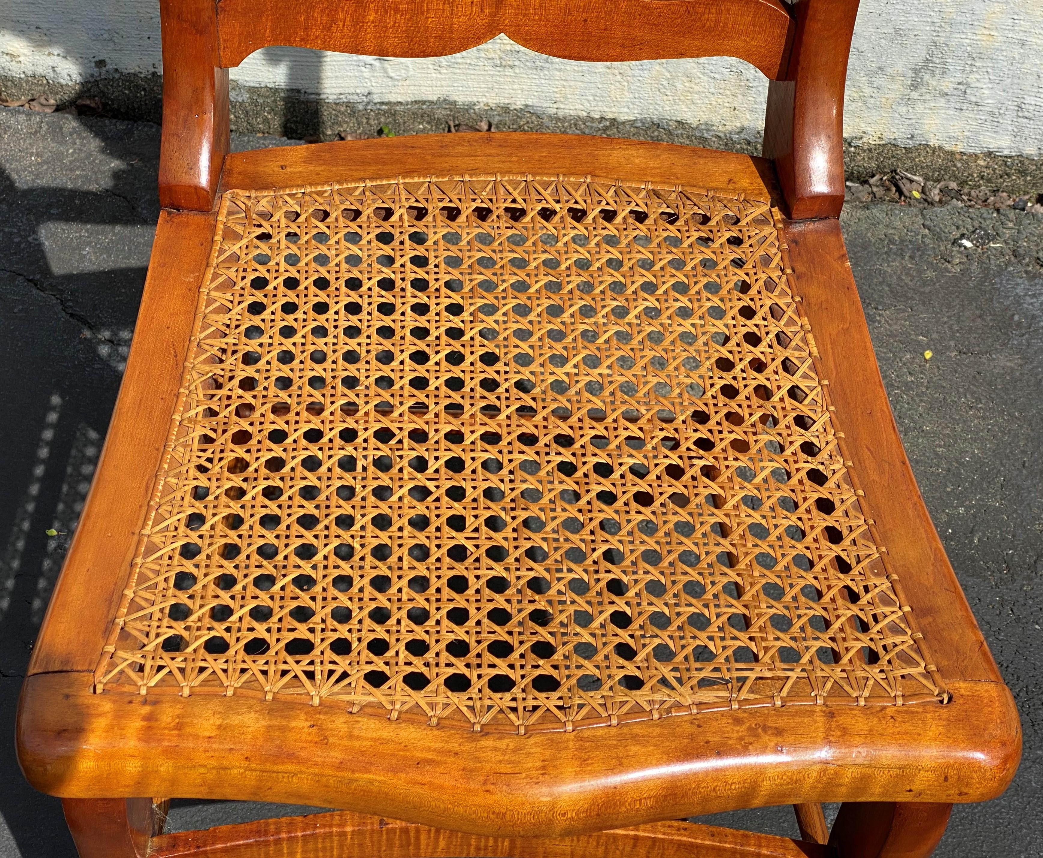 Set of Six 19th Century Birdseye Maple Caned Side Chairs in the Empire Taste 3