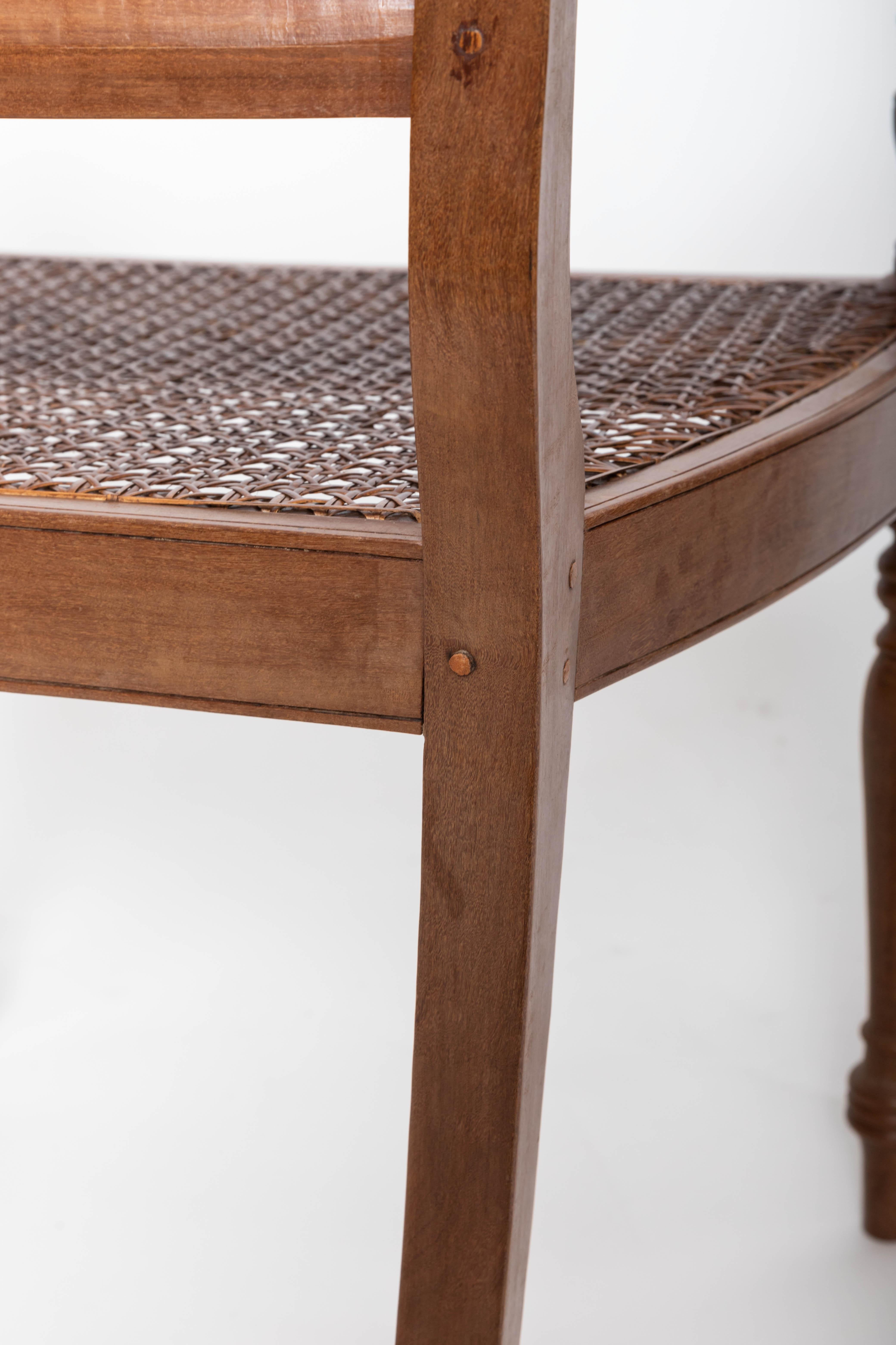 Late 19th Century Set of Six 19th Century British Colonial Satinwood Armchairs For Sale