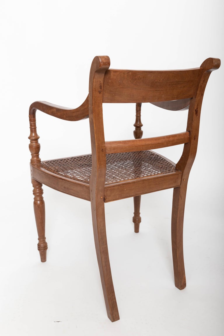 Set of Six 19th Century British Colonial Satinwood Armchairs For Sale