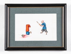 Set of Six 19th Century Chinese Export Gouache Paintings on Pith Paper